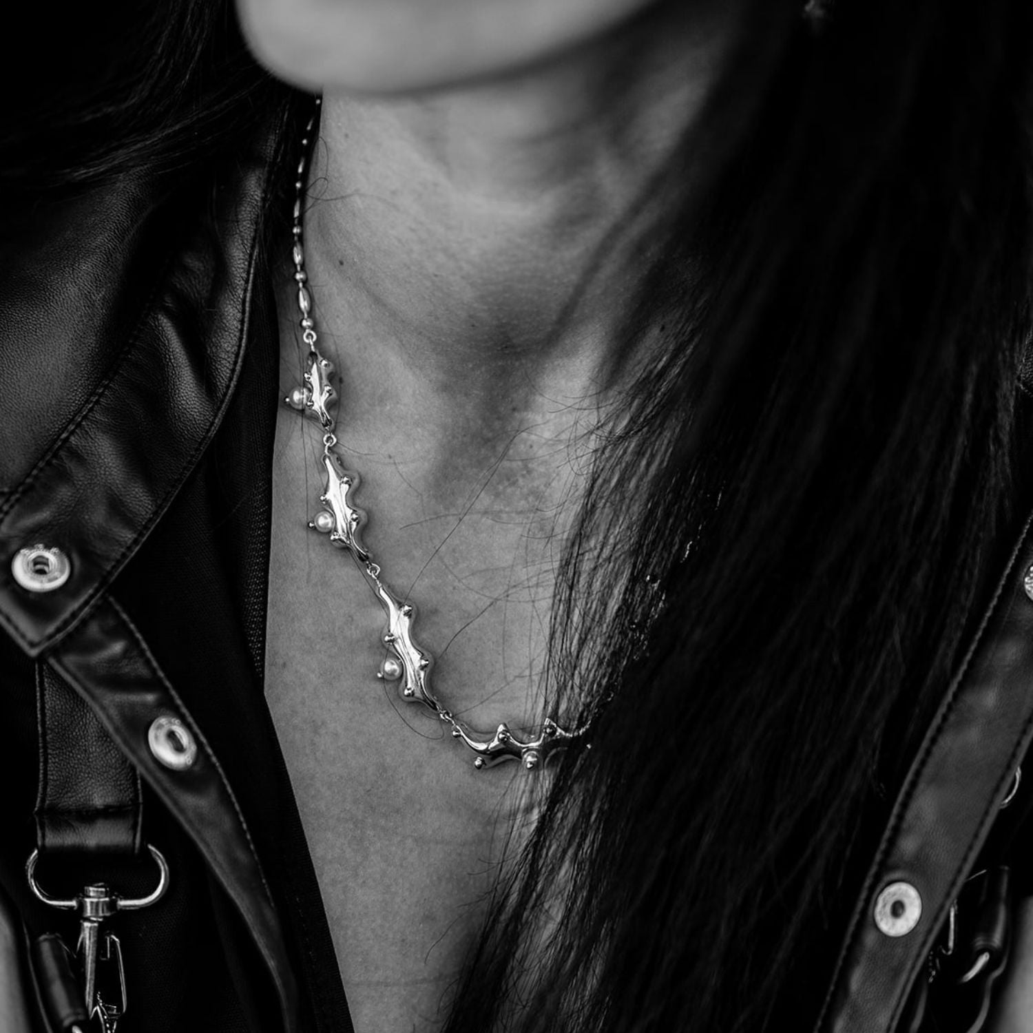 Sea Slug Necklace – Sterling Silver, 18kt Gold & Pearls - Tg-Jewellery By Tamara Gervasio
