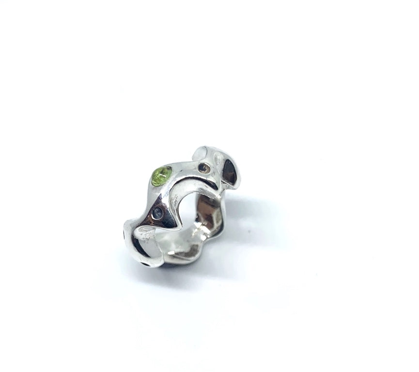 Sea Slug Ring – Sterling Silver 925 with Cabochon Iolite, Peridot, or Garnet - Tg-Jewellery By Tamara Gervasio
