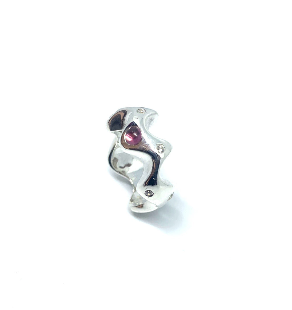 Sea Slug Ring – Sterling Silver 925 with Tourmaline, Garnet, or Cubic Zirconia - Tg-Jewellery By Tamara Gervasio