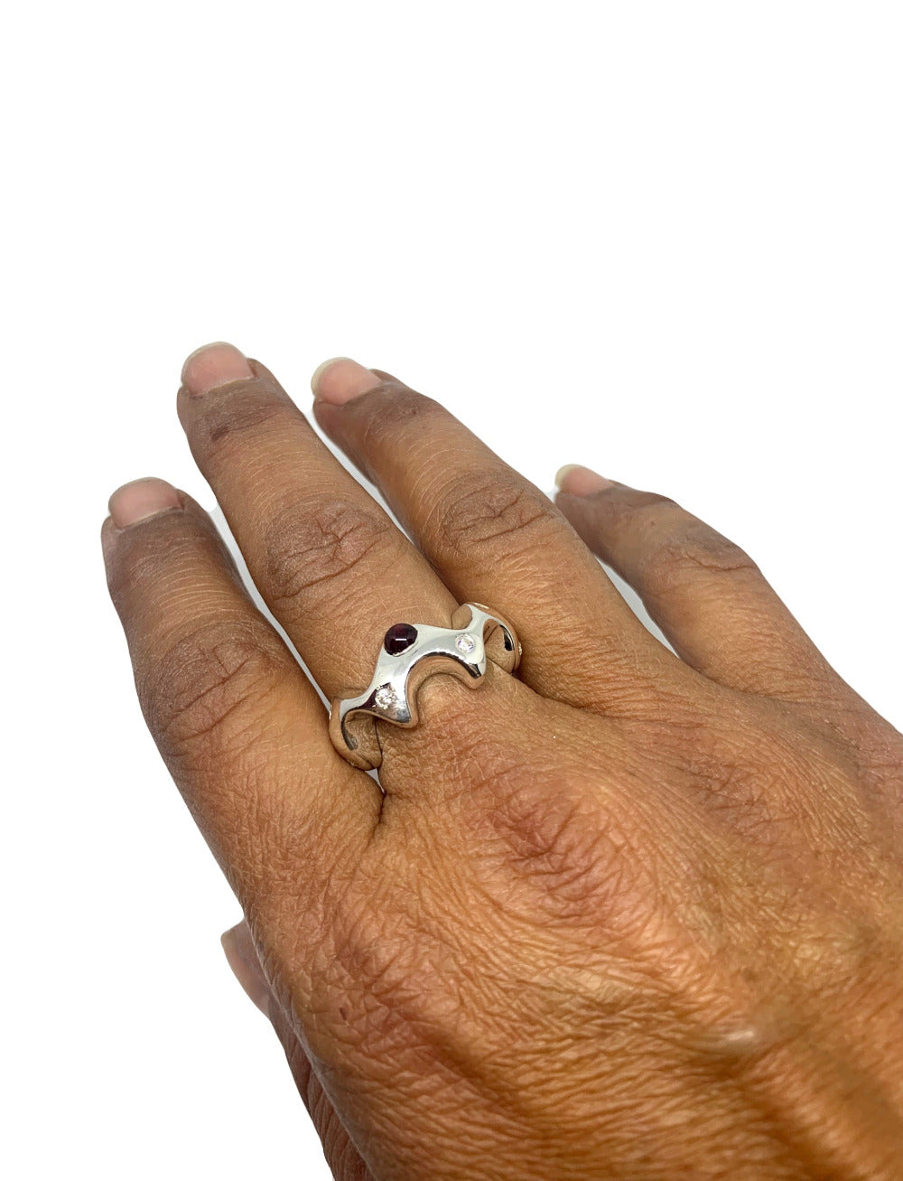 Sea Slug Ring – Sterling Silver 925 with Tourmaline, Garnet, or Cubic Zirconia - Tg-Jewellery By Tamara Gervasio