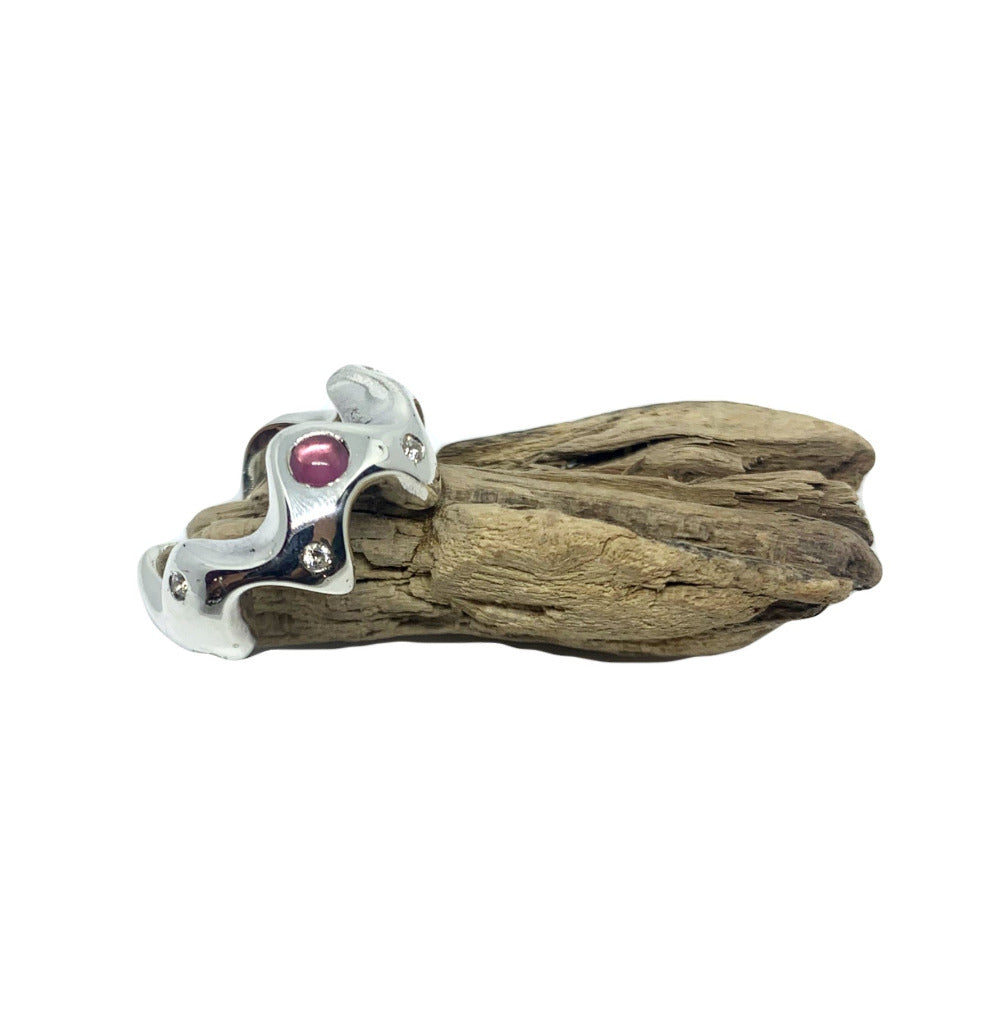 Sea Slug Ring – Sterling Silver 925 with Tourmaline, Garnet, or Cubic Zirconia - Tg-Jewellery By Tamara Gervasio