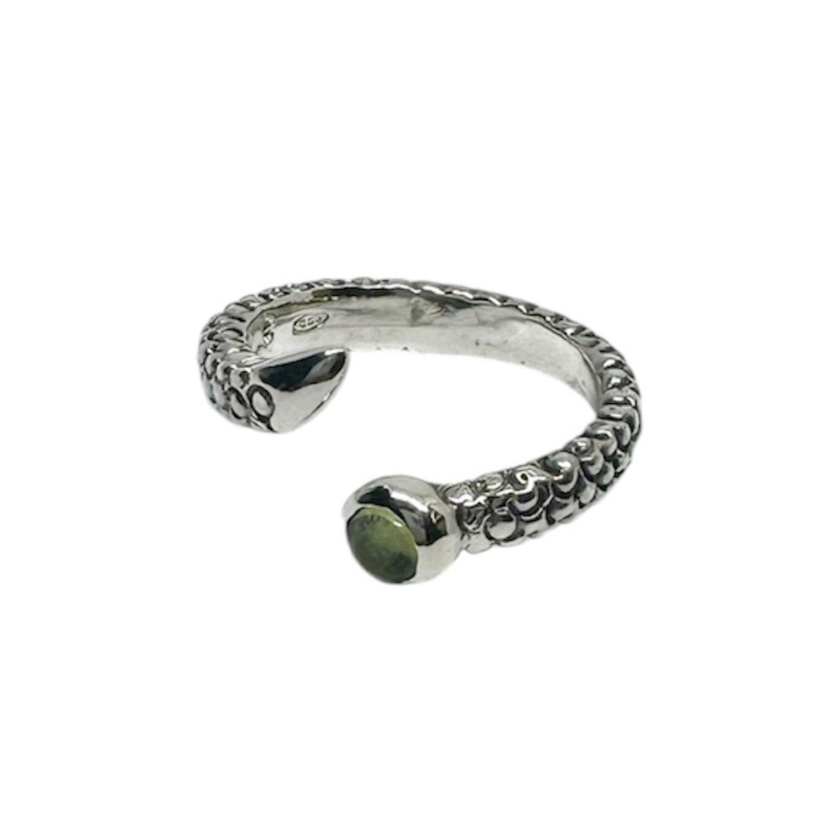 Snake Peridot Adjustable Ring – Sterling Silver