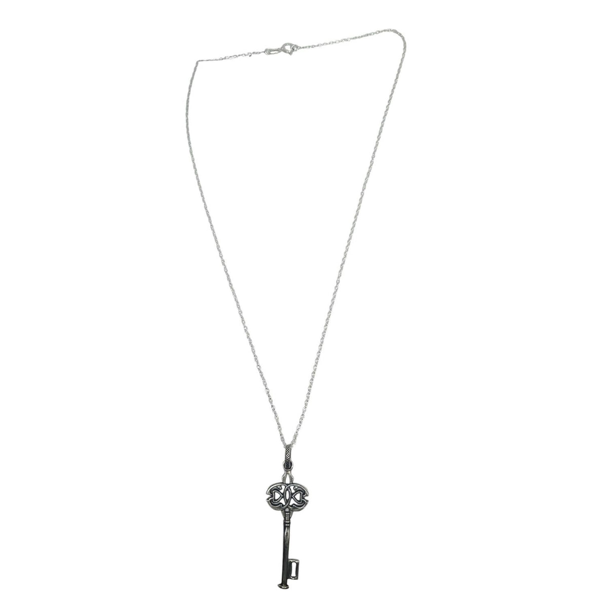 Ancient Ornamental Key Pendant Necklace – Sterling Silver