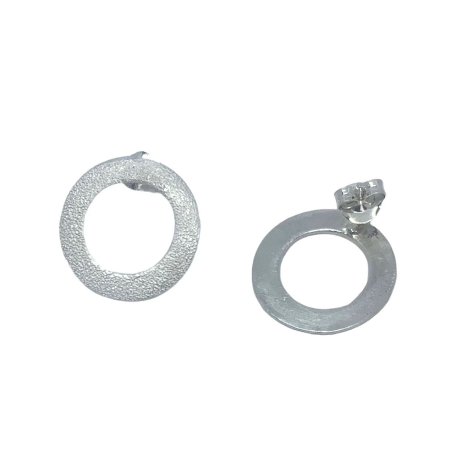 Handmade Circular Satin Stud Earrings – 925 Sterling Silver - Tg-Jewellery By Tamara Gervasio