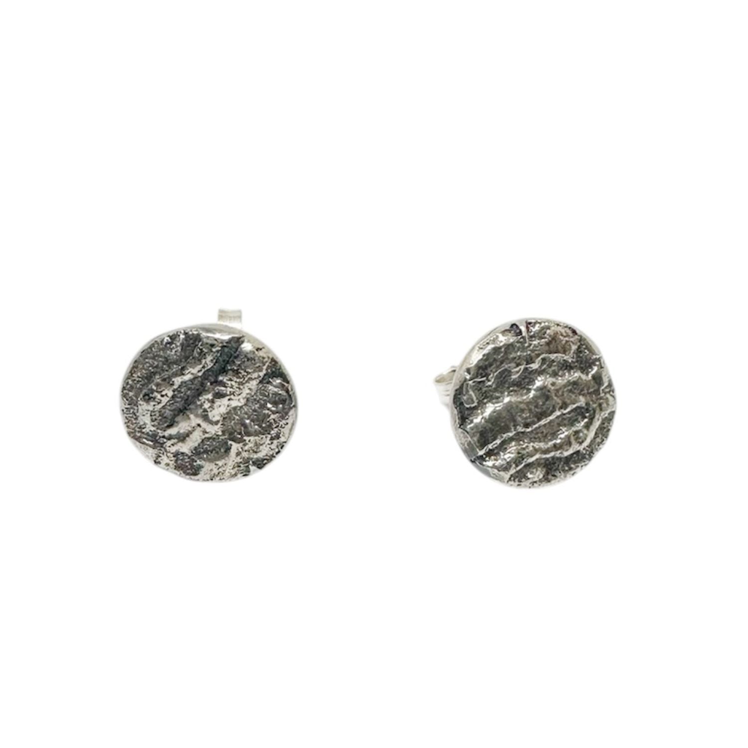 Organic Textured Sterling Silver Stud Earrings – Sand Casting