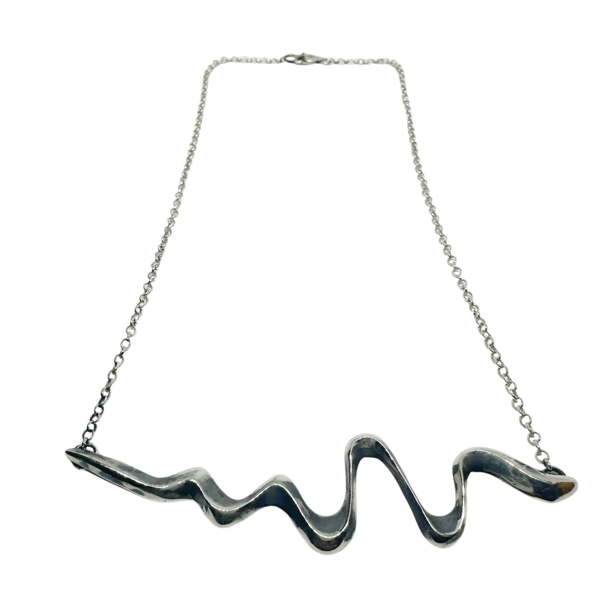 Sculptural Snake Choker Necklace – Sterling Silver