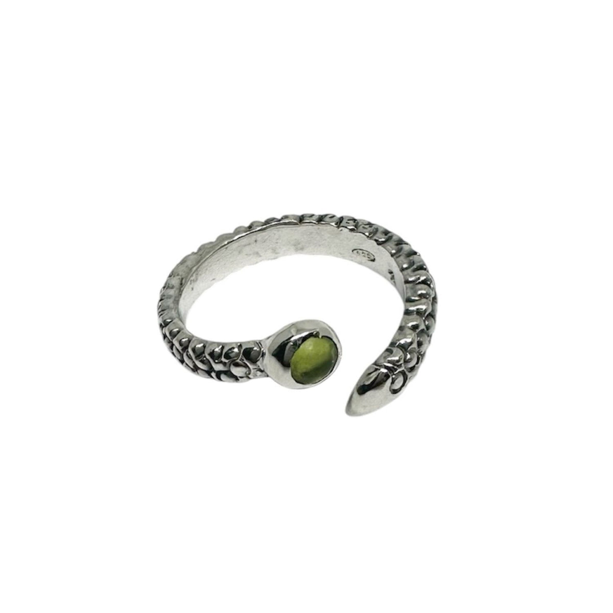 Snake Peridot Adjustable Ring – Sterling Silver