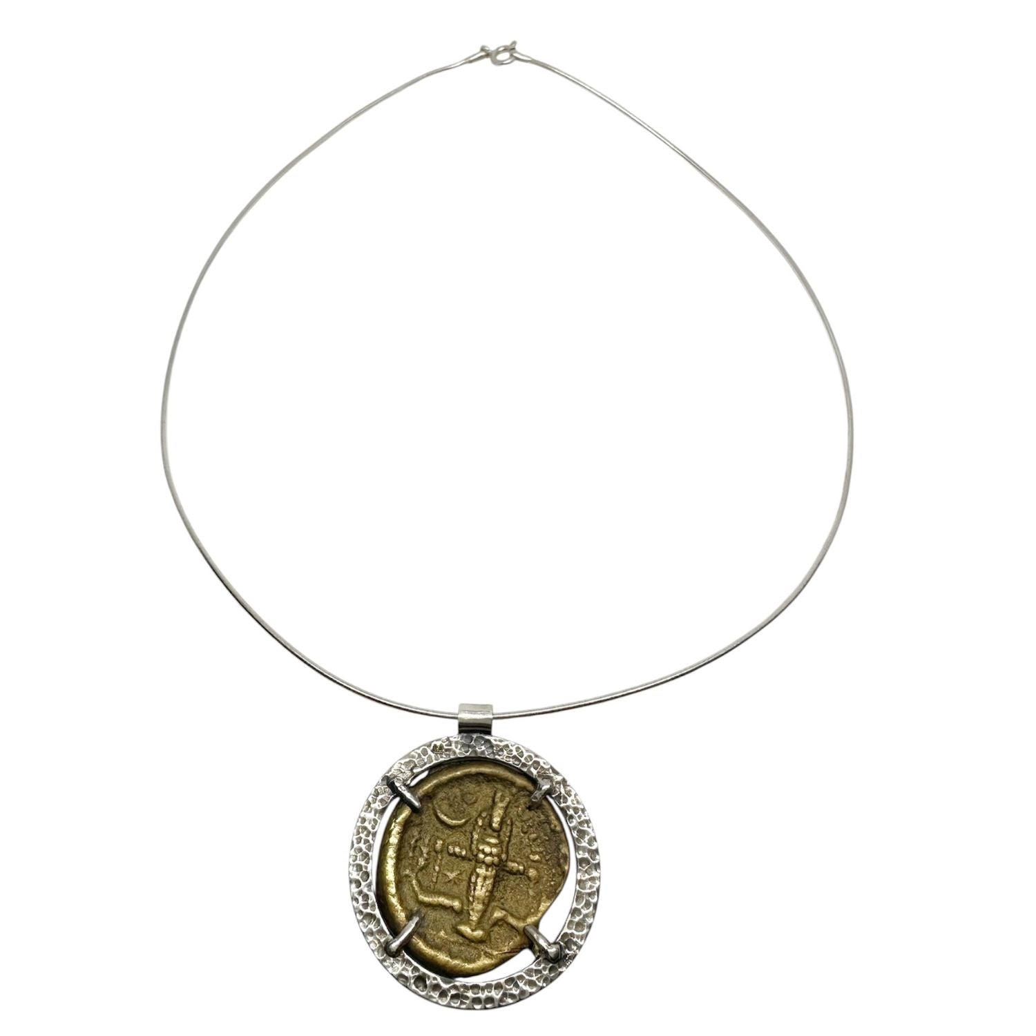 One of a Kind Ancient Coin Pendant in Sterling Silver 925 — Worn on Neck — Handmade by Tamara Gervasio
