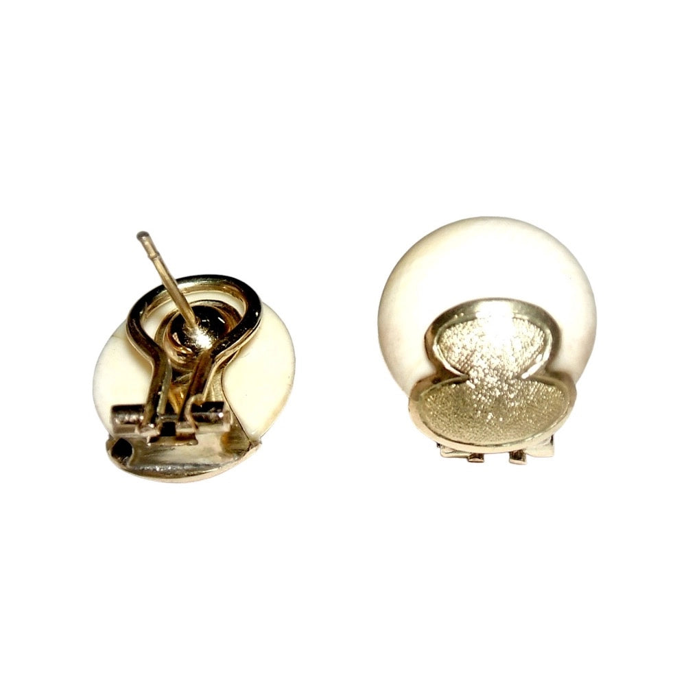 A pair of 18ct yellow gold round arborio stud clips earrings, Tg-Jewellery
