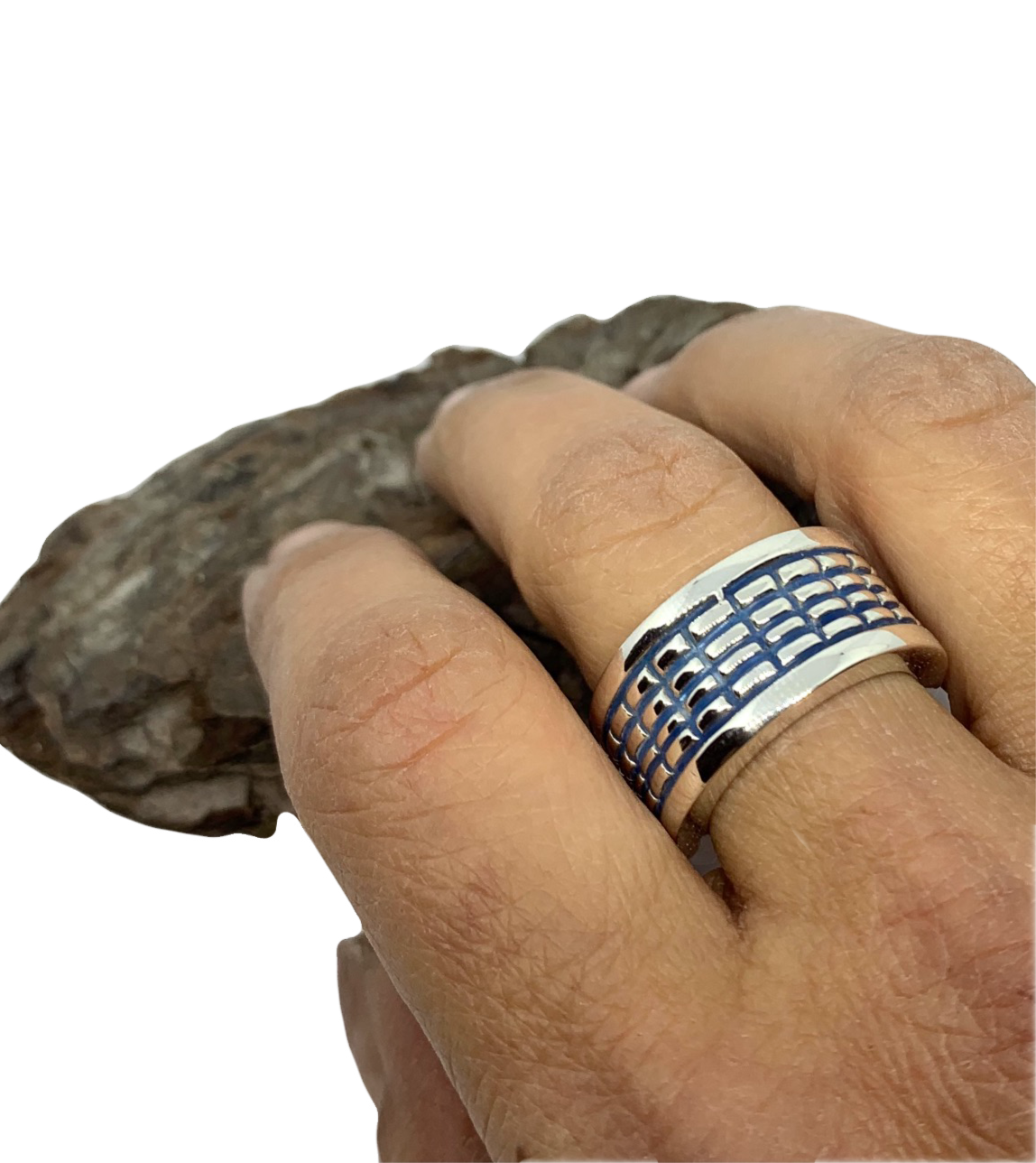 Crocodile Ring | Sterling Silver with Blue Ceramic Enamel - Tg-Jewellery By Tamara Gervasio