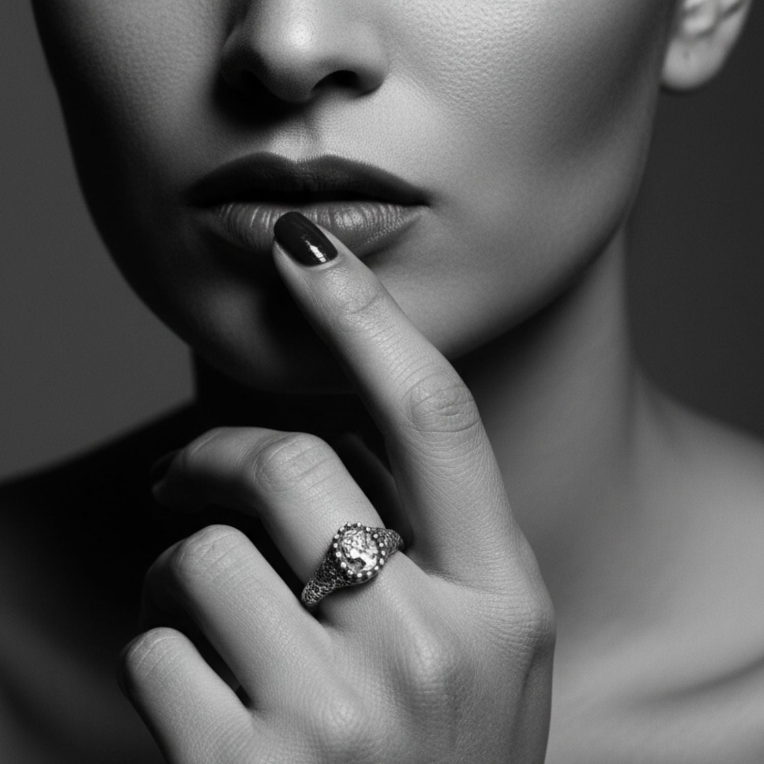 One of a Kind Cameo Muse Ring in Sterling Silver 925 — Worn Ring View — Handmade by Tamara Gervasio