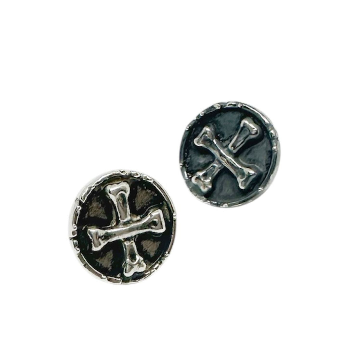 Bones Skull Medaglie Coin Stud – Sterling Silver 925, Handcrafted - Tg-Jewellery By Tamara Gervasio