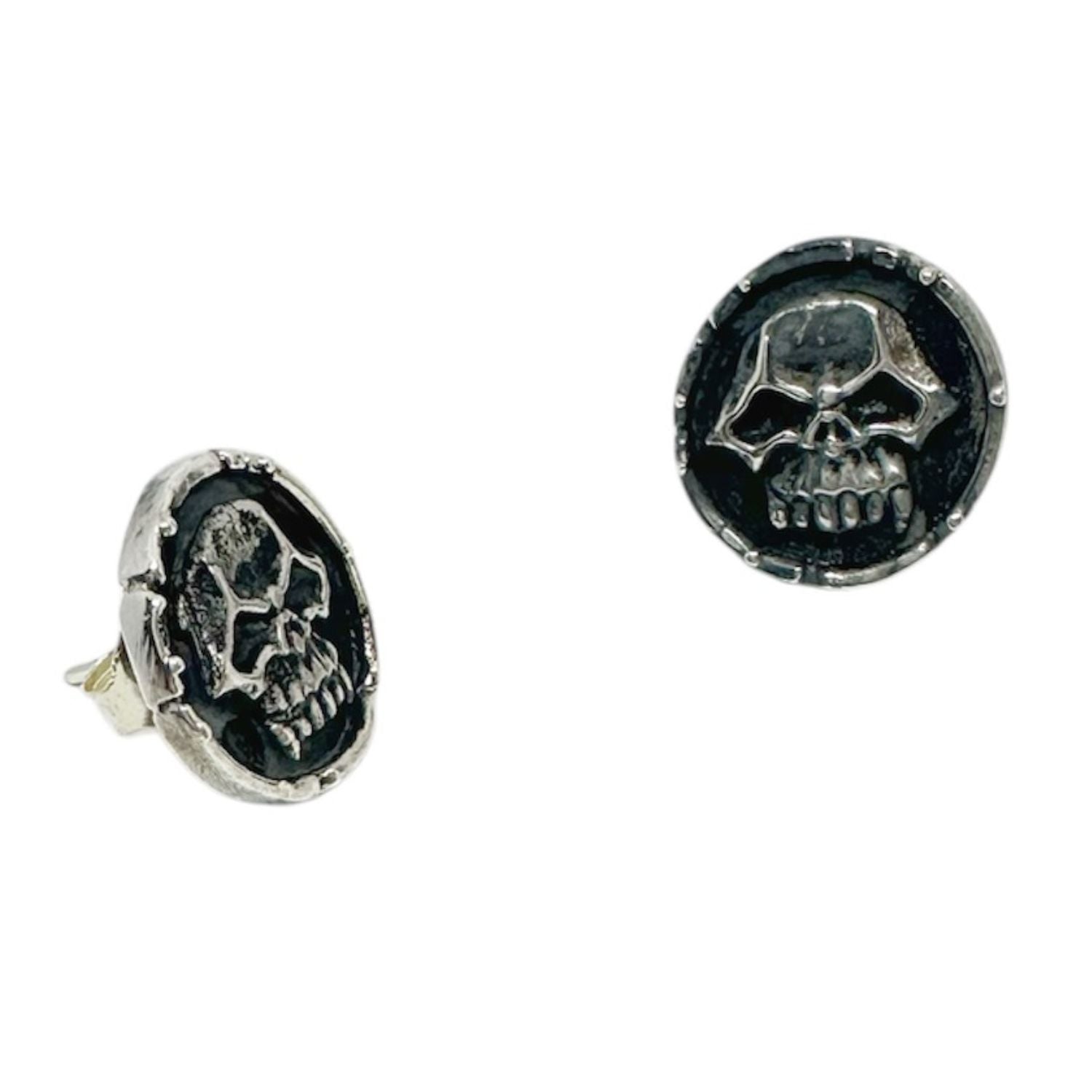 Medaglie Skull Stud – Sterling Silver 925, Handcrafted - Tg-Jewellery By Tamara Gervasio