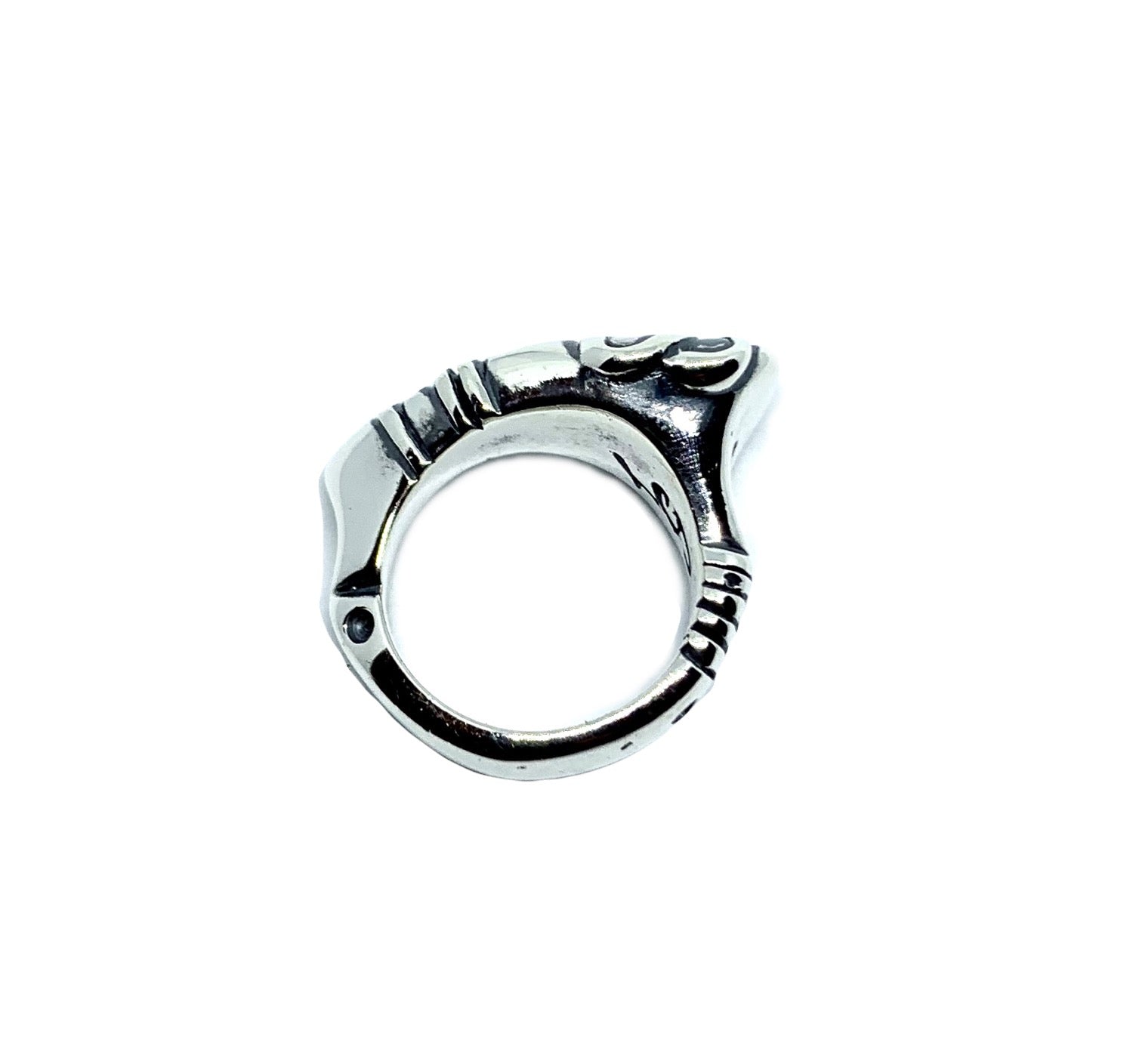 Eyebrow Ring sterling silver 925 showing carved surface detail and oxidised finish — lost wax technique, handcrafted - Tg-Jewellery By Tamara Gervasio