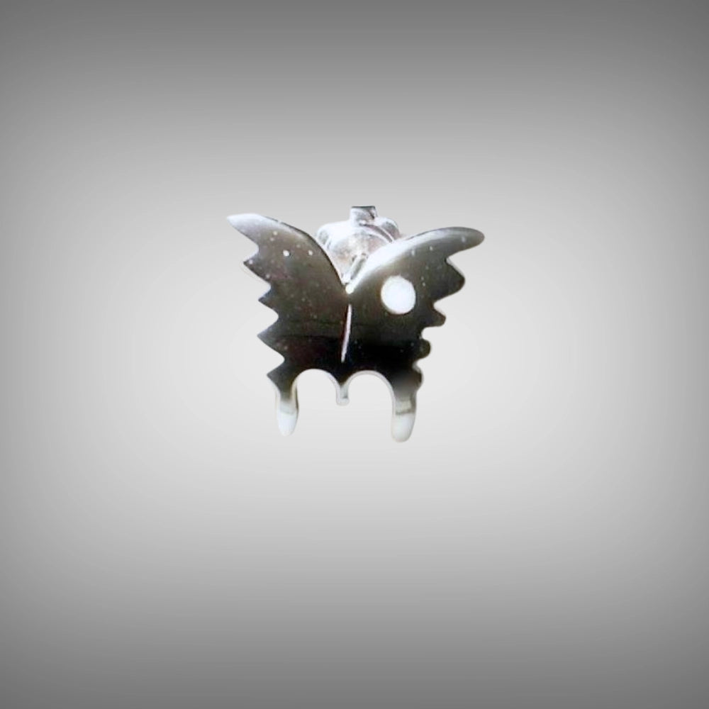 18ct white recycle gold butterfly stud earrings with enamel, Tg-Jewellery