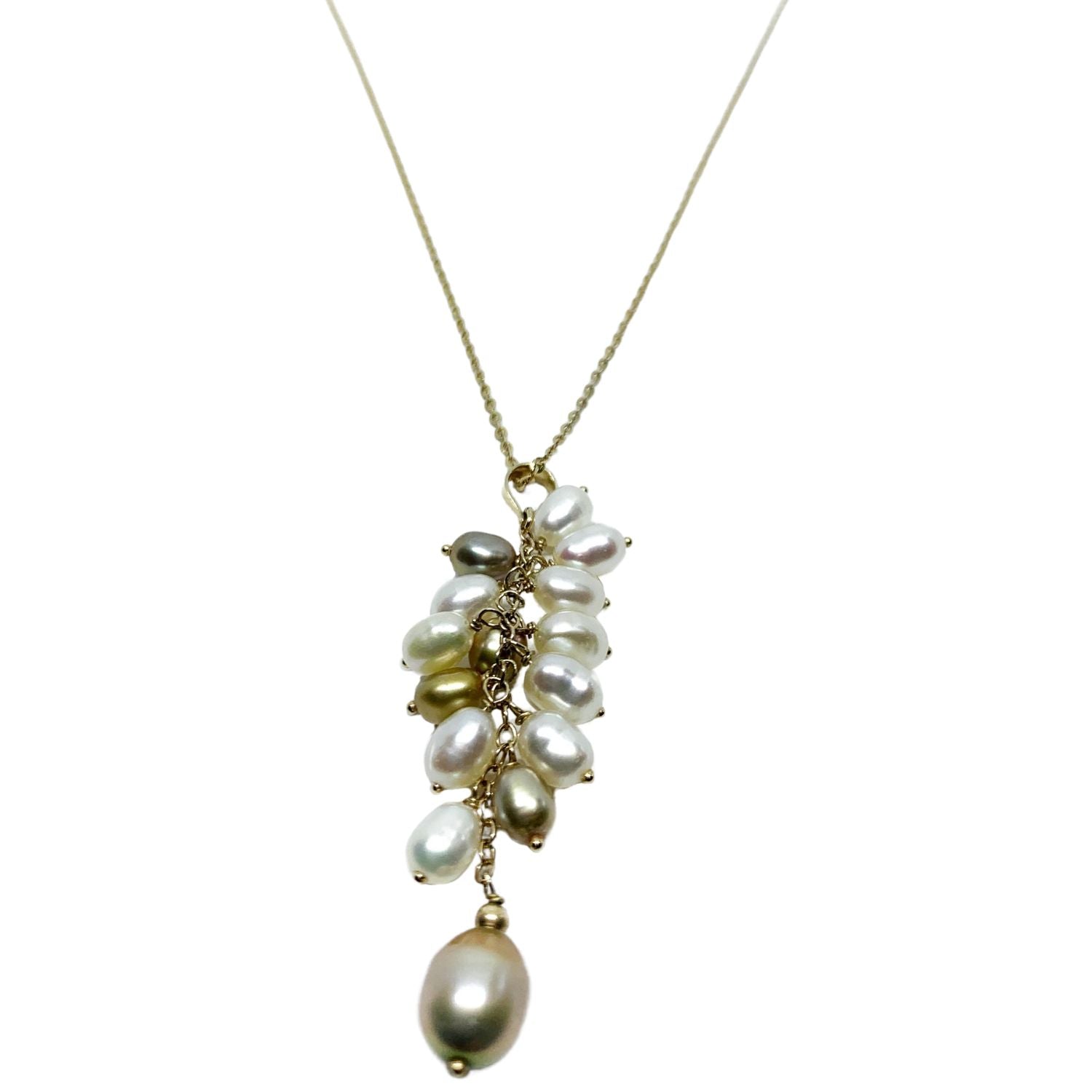 Grappolo Necklace Pearl Detail | 14ct Yellow Gold Pendant Drops - Tg-Jewellery By Tamara Gervasio