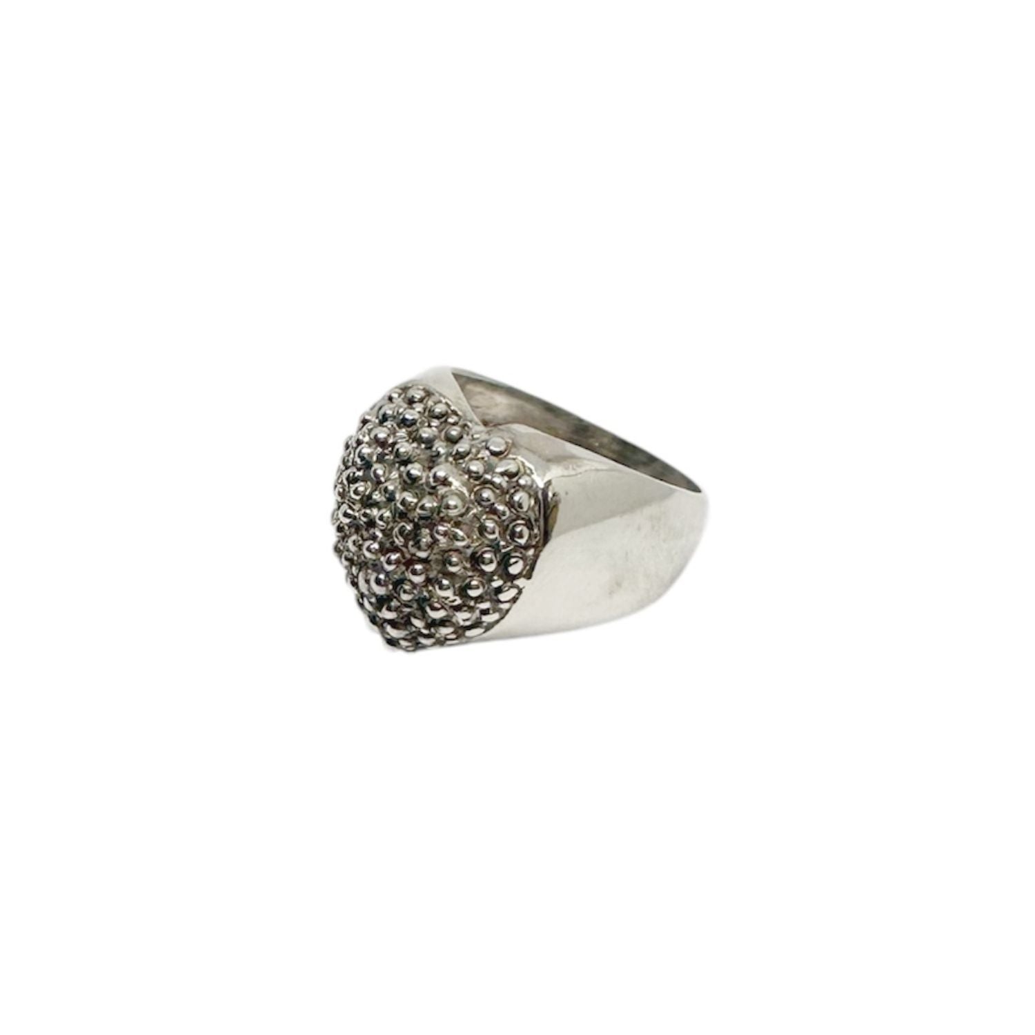 Hand-Carved Sterling Silver 925 Heart Ring — Side Profile — 17.26mm — UK Hallmarked and TGJ Maker's Mark — Handmade by Tamara Gervasio