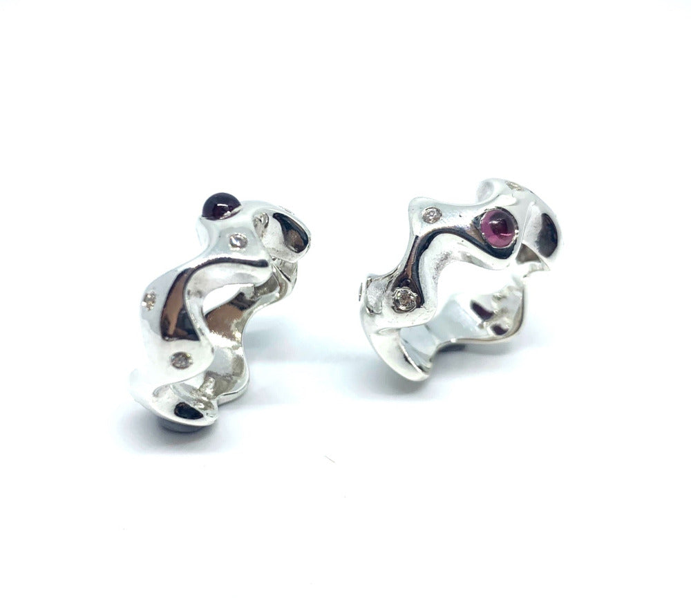 Sea Slug Ring – Sterling Silver 925 with Tourmaline, Garnet, or Cubic Zirconia - Tg-Jewellery By Tamara Gervasio