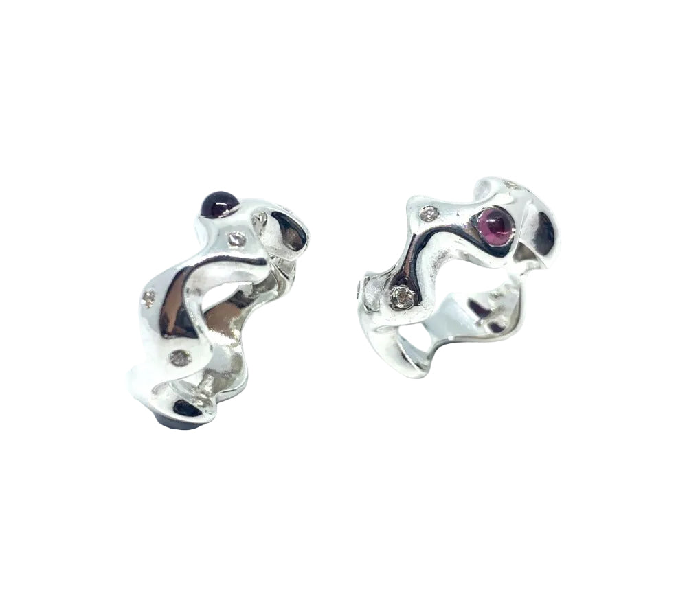 Sea Slug Ring – Sterling Silver 925 with Tourmaline, Garnet, or Cubic Zirconia - Tg-Jewellery By Tamara Gervasio