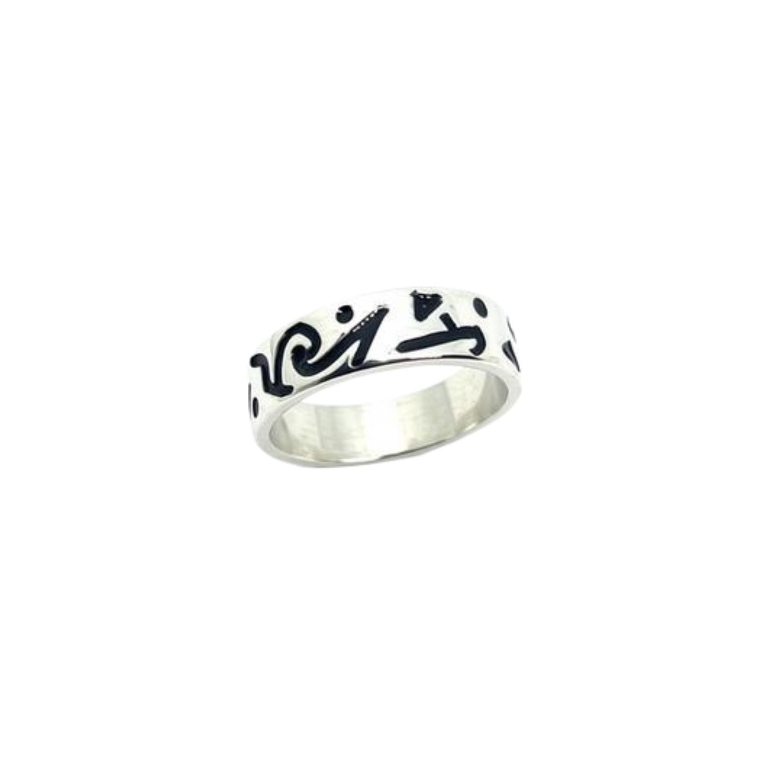 Incisioni Men's Ring – Front View | Sterling Silver 925 & Black Enamel - Tg-Jewellery By Tamara Gervasio