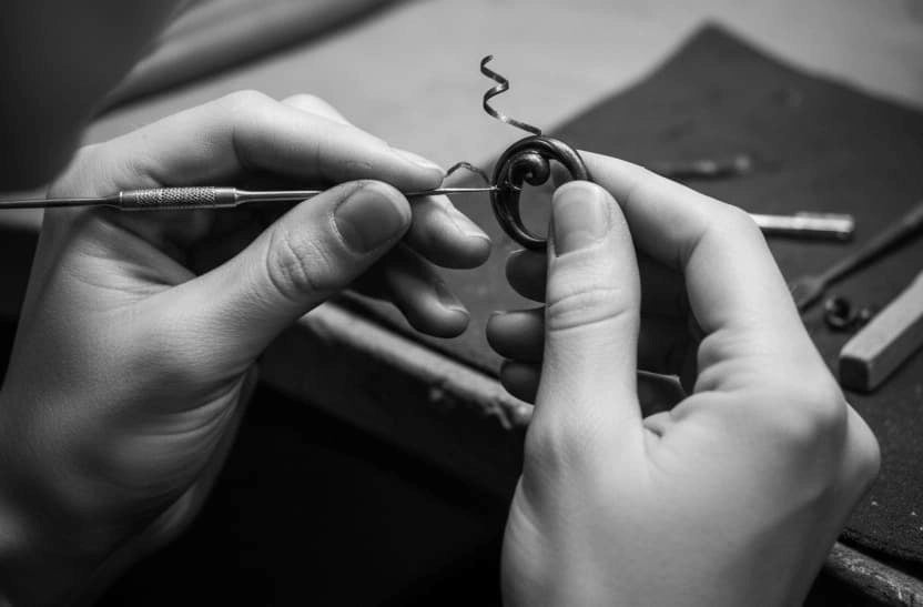 Working on a small project in lost wax carving Tg-Jewellery by Tamara Gervasio