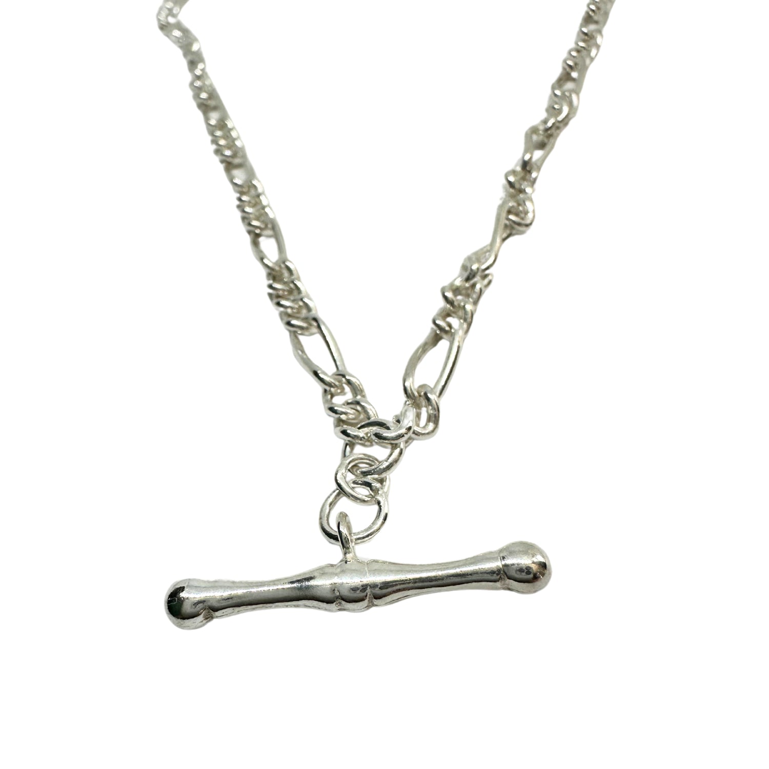Men’s Sterling Silver Chain Necklace with T-Bar Pendant – 46cm - Tg-Jewellery By Tamara Gervasi