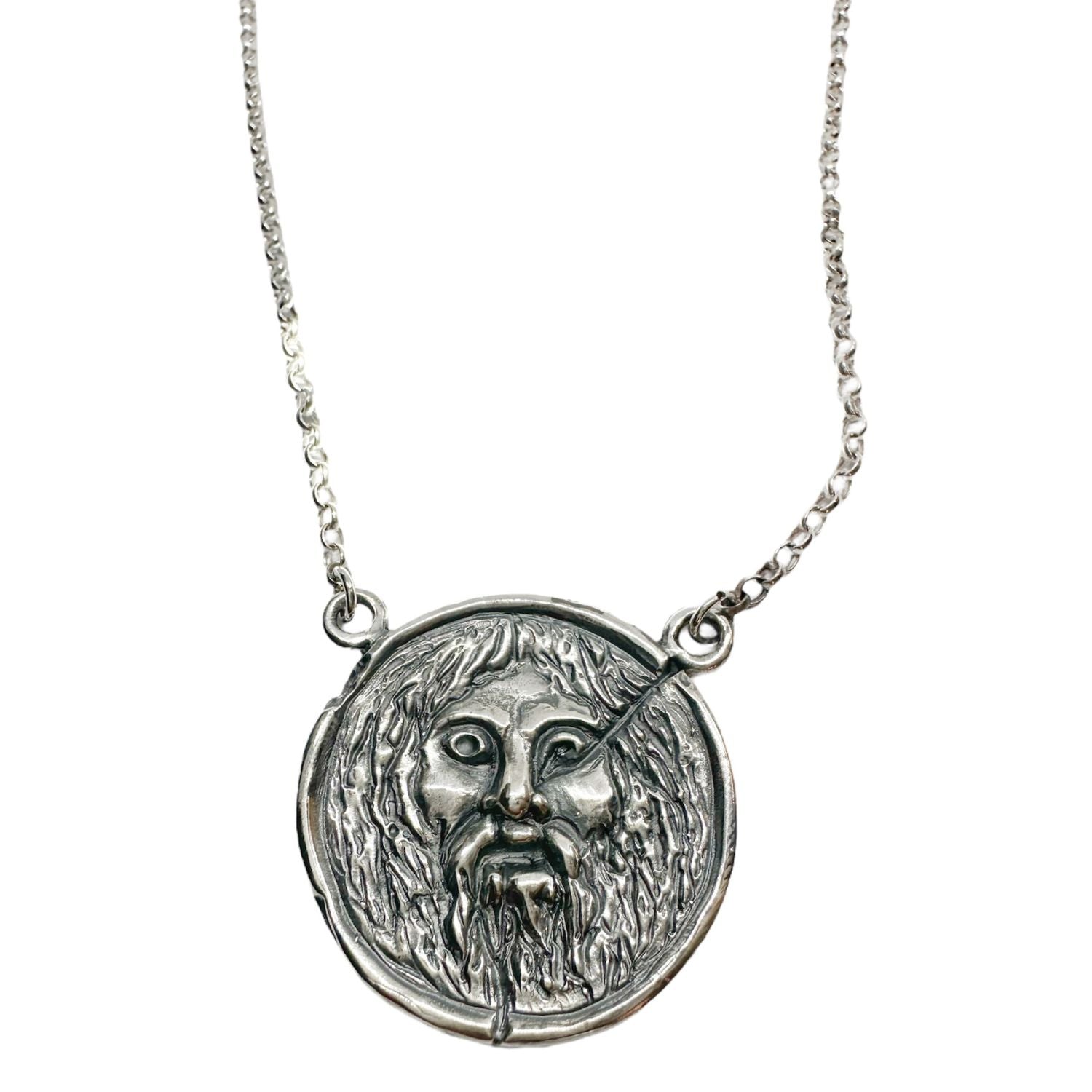 La Bocca della Verità Pendant Necklace in Sterling Silver 925 — Mouth of Truth Detail — Handmade by Tamara Gervasio