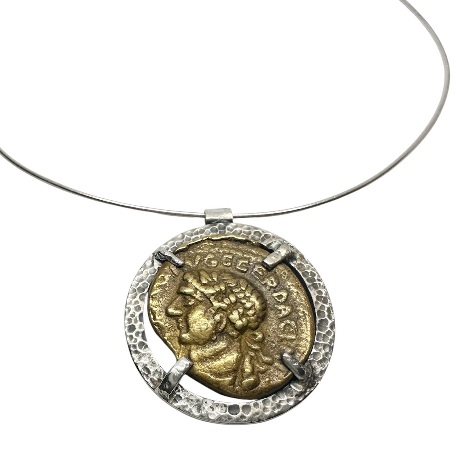 One of a Kind Ancient Coin Pendant in Sterling Silver 925 — Coin Close-Up — Handmade by Tamara Gervasio