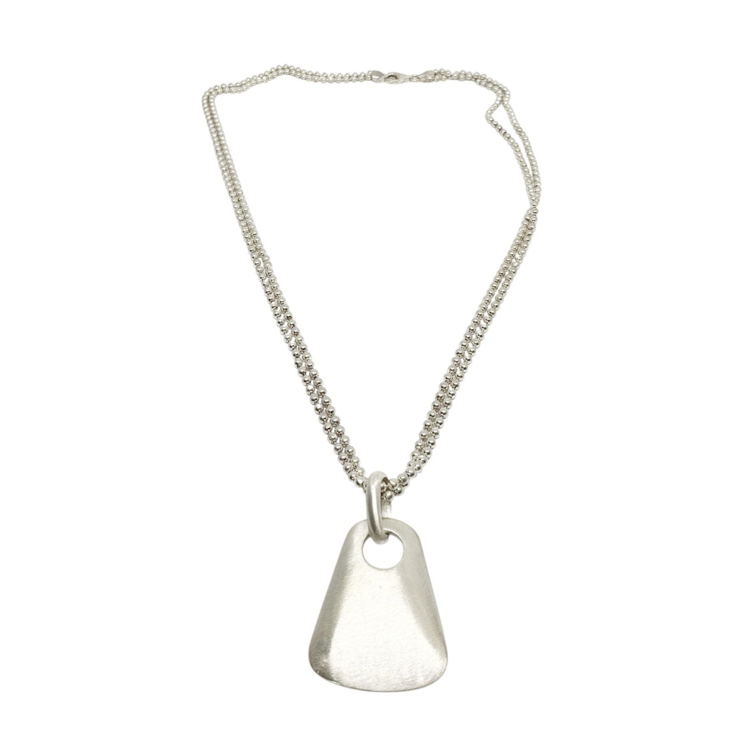 One of a kind sculptural sterling silver 925 pendant necklace on 51cm double ball chain, satin matte finish – Tg-Jewellery by Tamara Gervasio