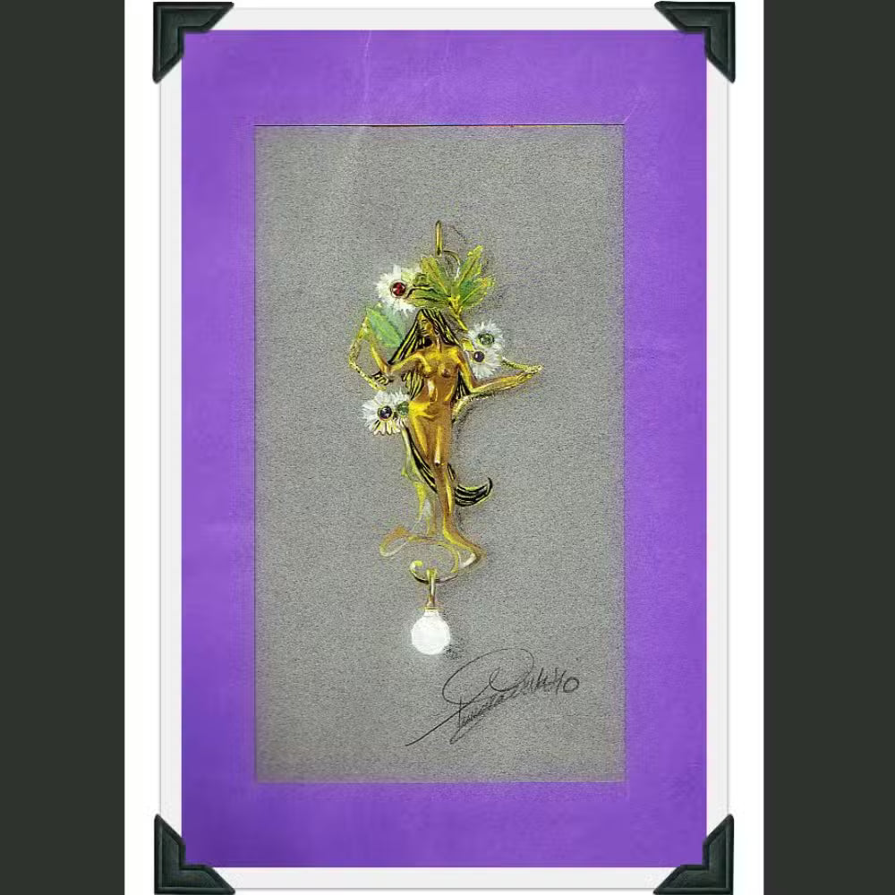 Sketch art nouveau pendant Tg-jewellery by Tamara Gervasio