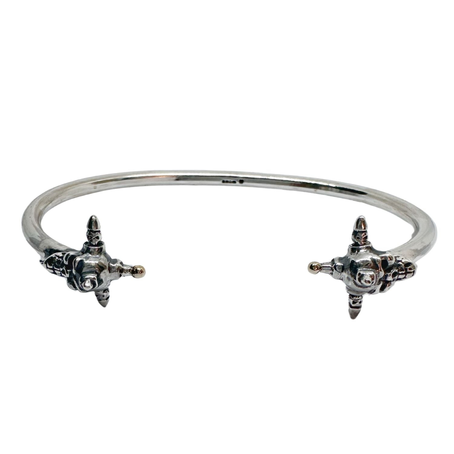 Punk Skull Rigid Bangle in Recycled Sterling Silver 925 — UK Hallmark and TG Maker's Mark — One of a Kind — Handcrafted in Cornwall by Tamara Gervasio