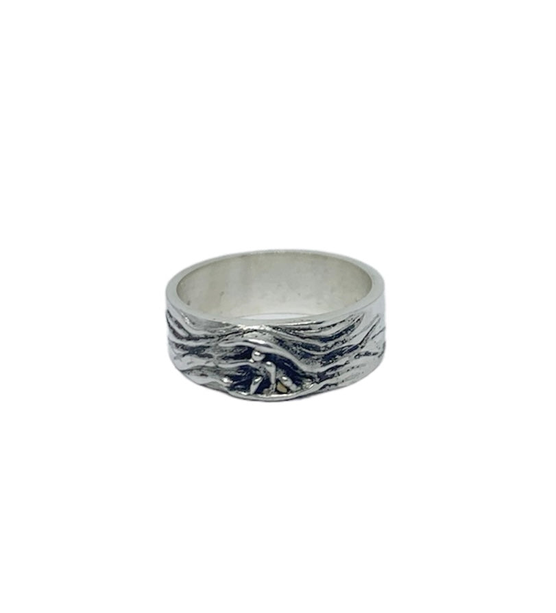 Surfer Ring – Front View | Handcrafted Sterling Silver 925 Wave Band - Tg-Jewellery By Tamara Gervasio