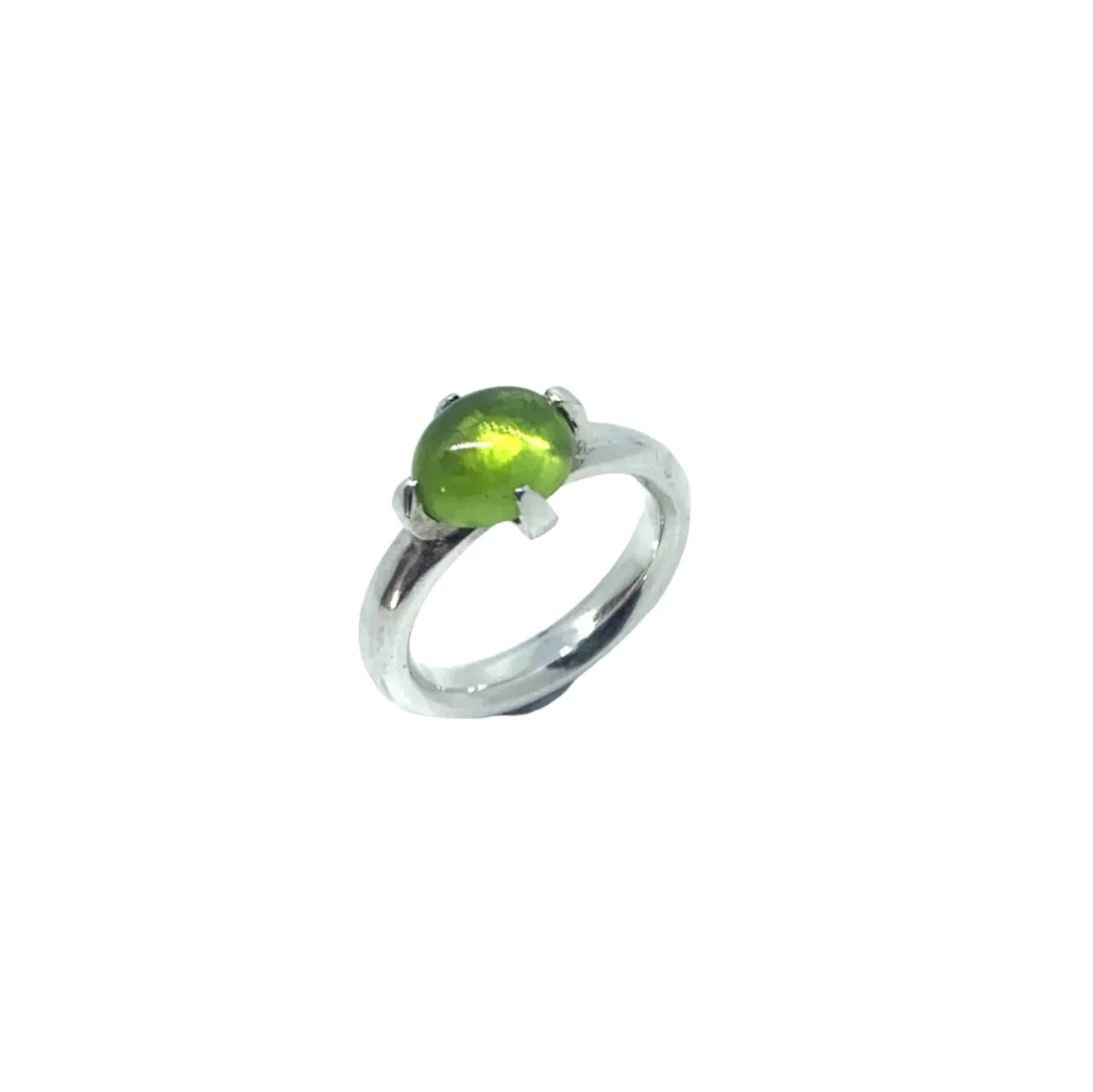 Simplicity Ring with Oval Peridot Cabochon | Sterling Silver - Tg-Jewellery By Tamara Gervasio