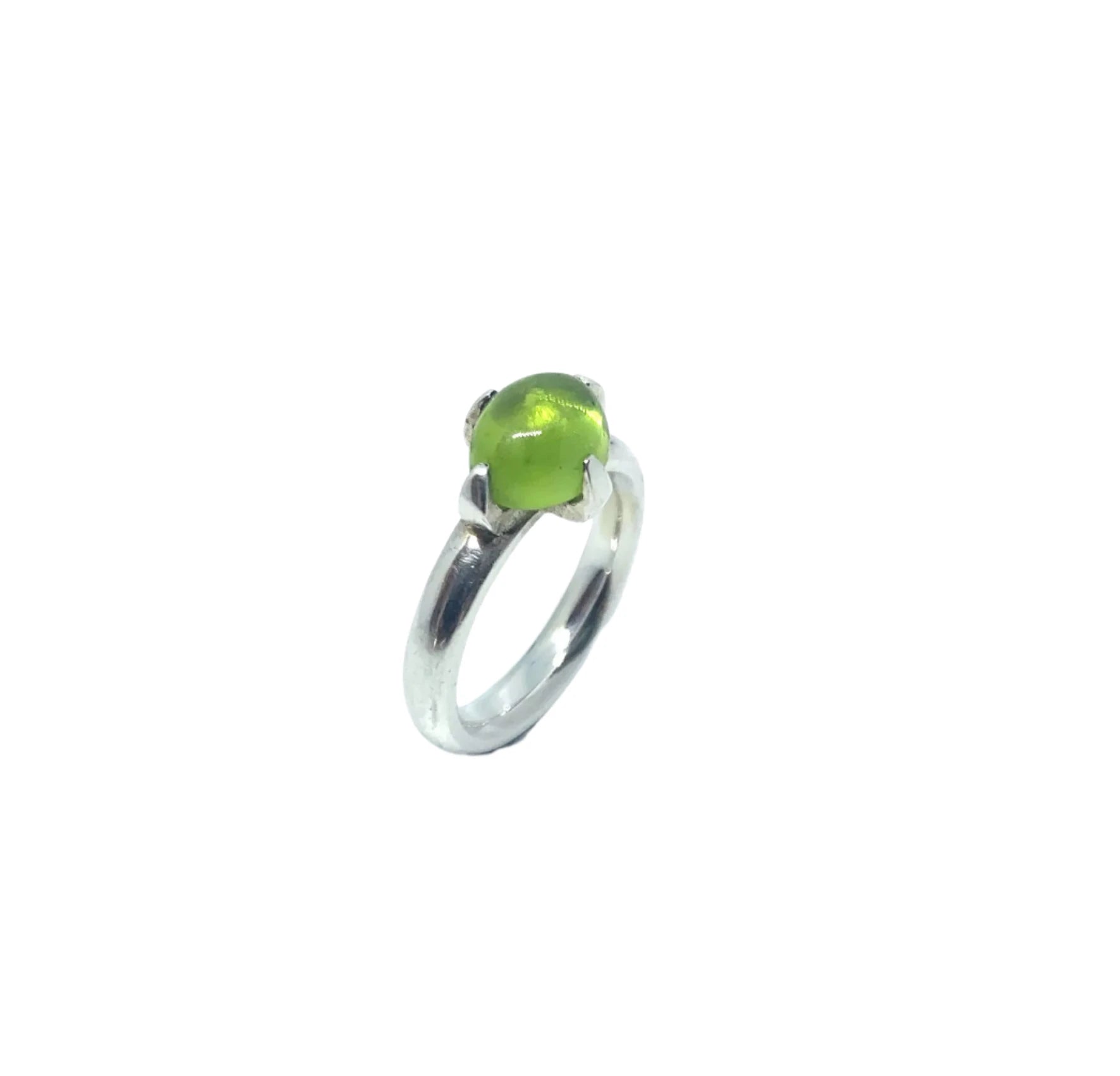 Simplicity Ring with Oval Peridot Cabochon | Sterling Silver - Tg-Jewellery By Tamara Gervasio