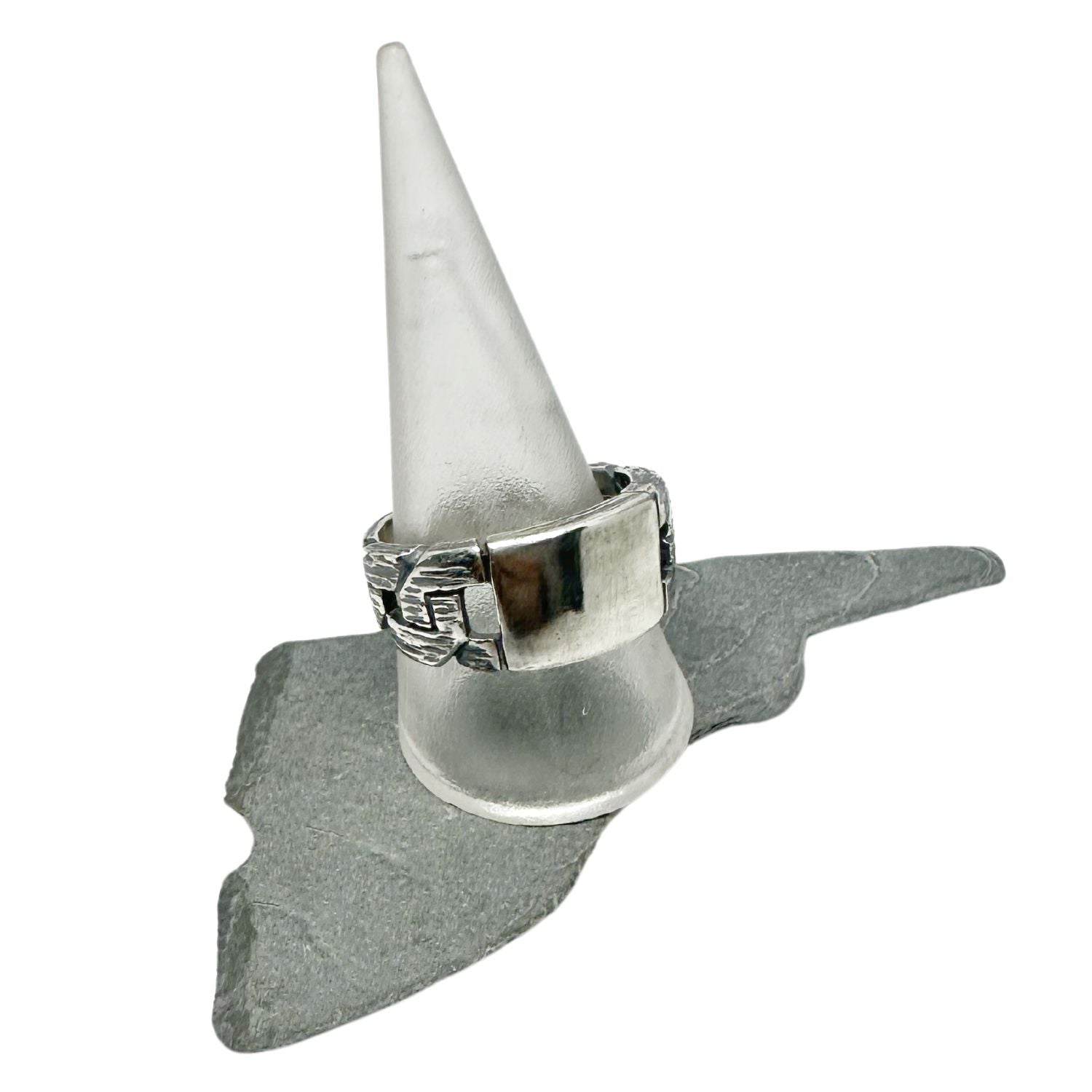 Men’s Chain & Plate Ring – Sterling Silver 925, Handmade - Tg-Jewellery By Tamara Gervasio