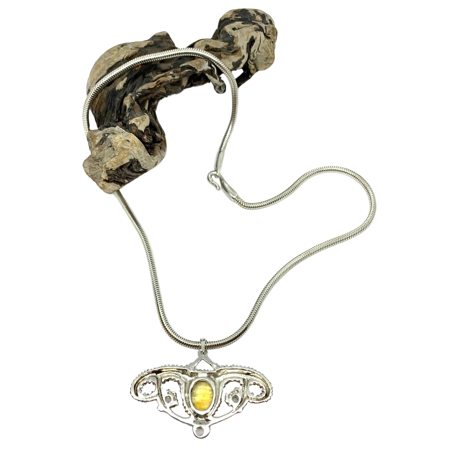 Sea Urchin Pendant Necklace – Sterling Silver 925 with Citrine - Tg-Jewellery By Tamara Gervasio