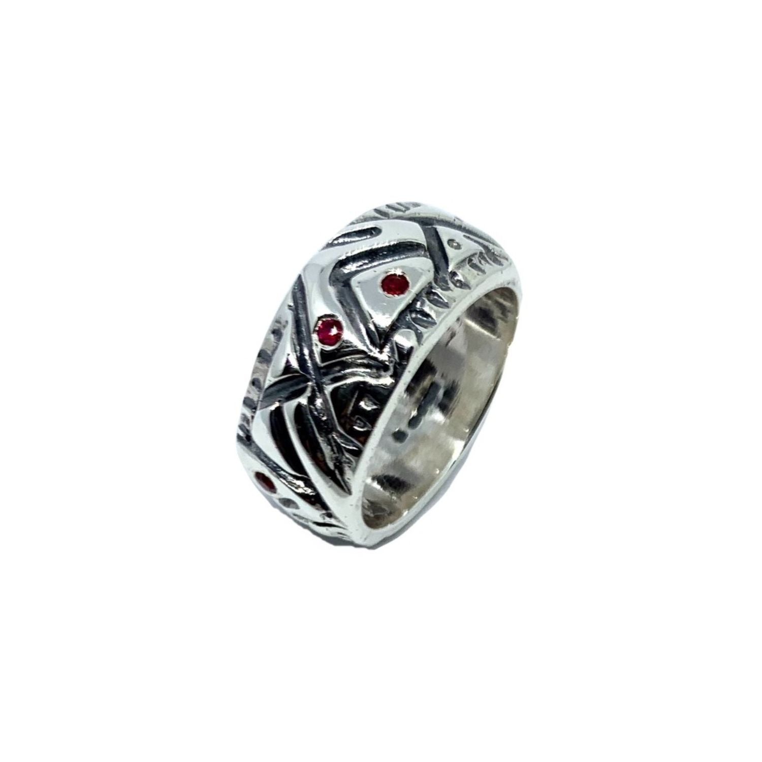 Abstract Men’s Ring – Sterling Silver 925 with Rubies or Sapphires - Tg-Jewellery By Tamara Gervasio