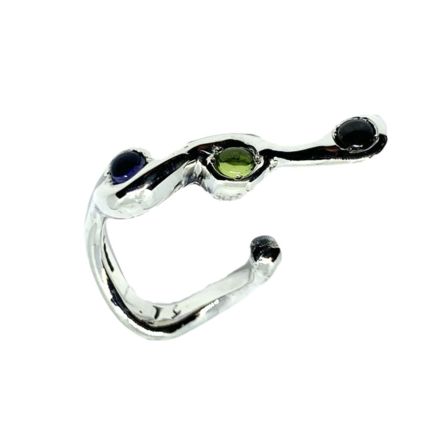 Snake Ring | Sterling Silver 925 with Mixed Cabochon Gemstones - Tg-Jewellery By Tamara Gervasio