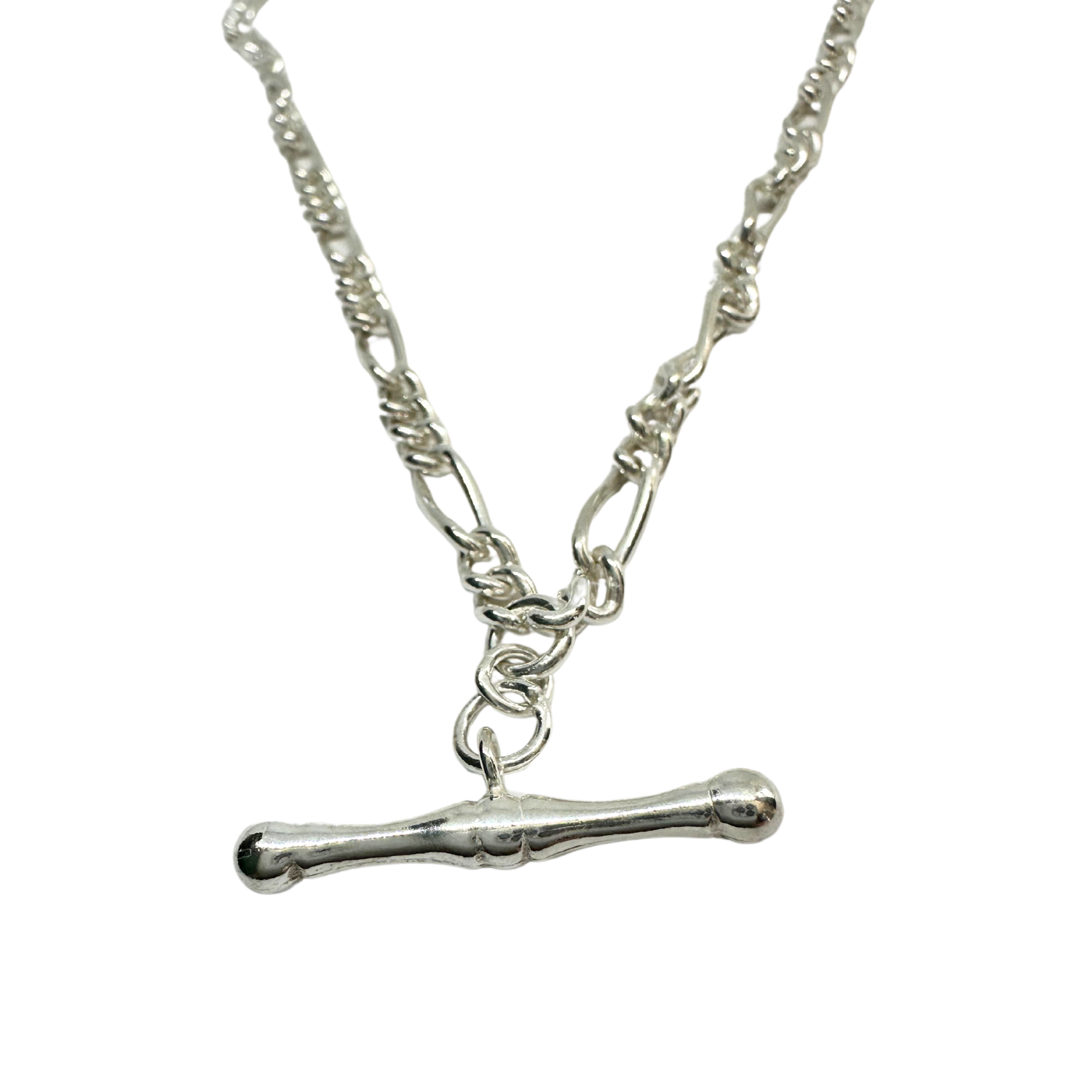 Men’s Sterling Silver Chain Necklace with T-Bar Pendant – 46cm - Tg-Jewellery By Tamara Gervasio
