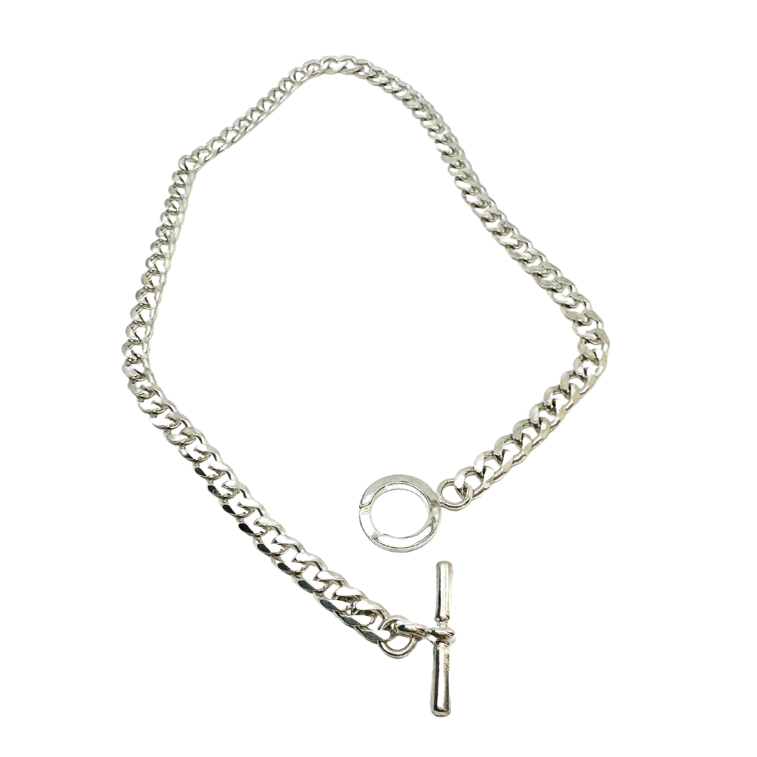 Men’s Sterling Silver Curb Chain Necklace with Handmade T-Bar Clasp – 48.5 cm - Tg-Jewellery By Tamara Gervasio