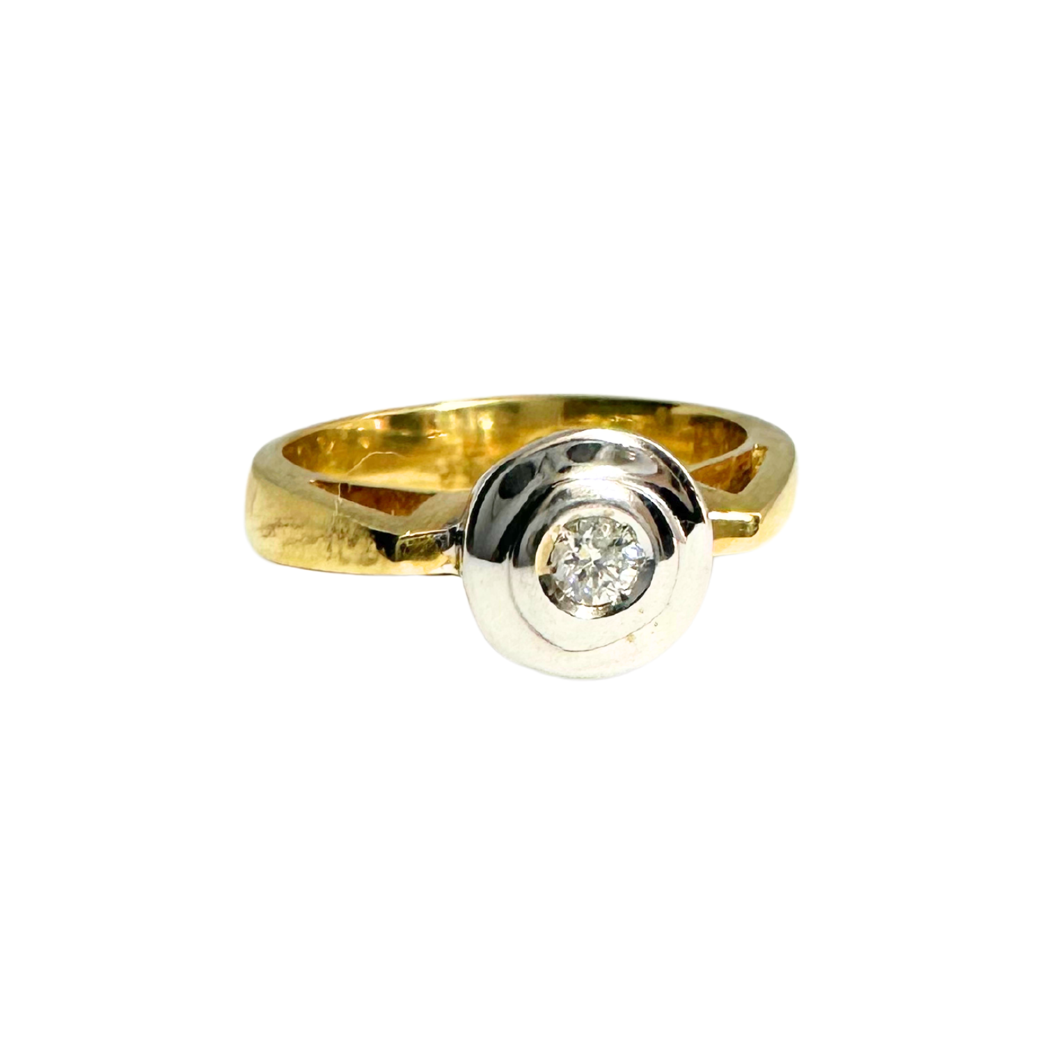 18K Yellow & White Gold Flush Diamond Ring – Handmade in Italy - Tg-Jewellery By Tamara Gervasio
