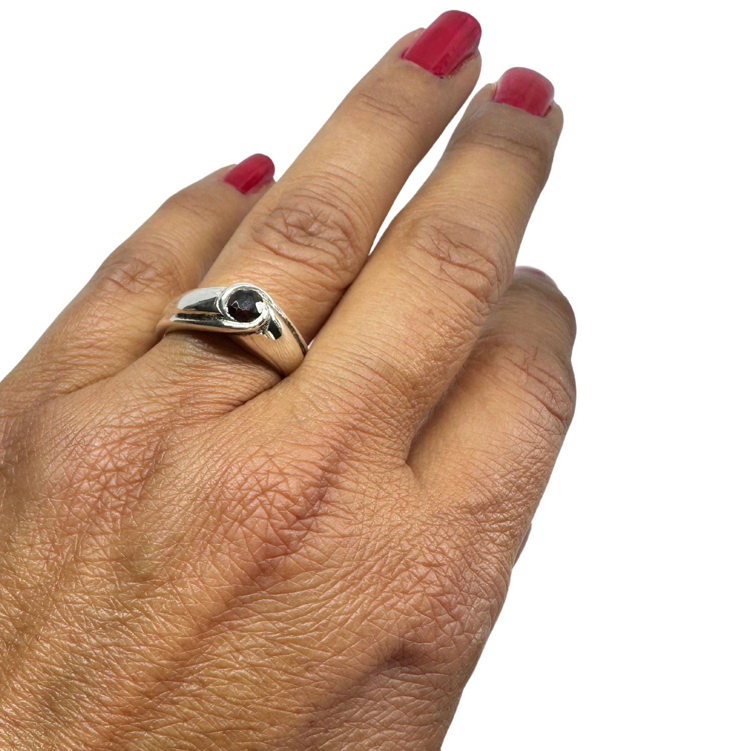 Sterling Silver Fish Ring with Garnet Gemstones - Tg-Jewellery By Tamara Gervasio