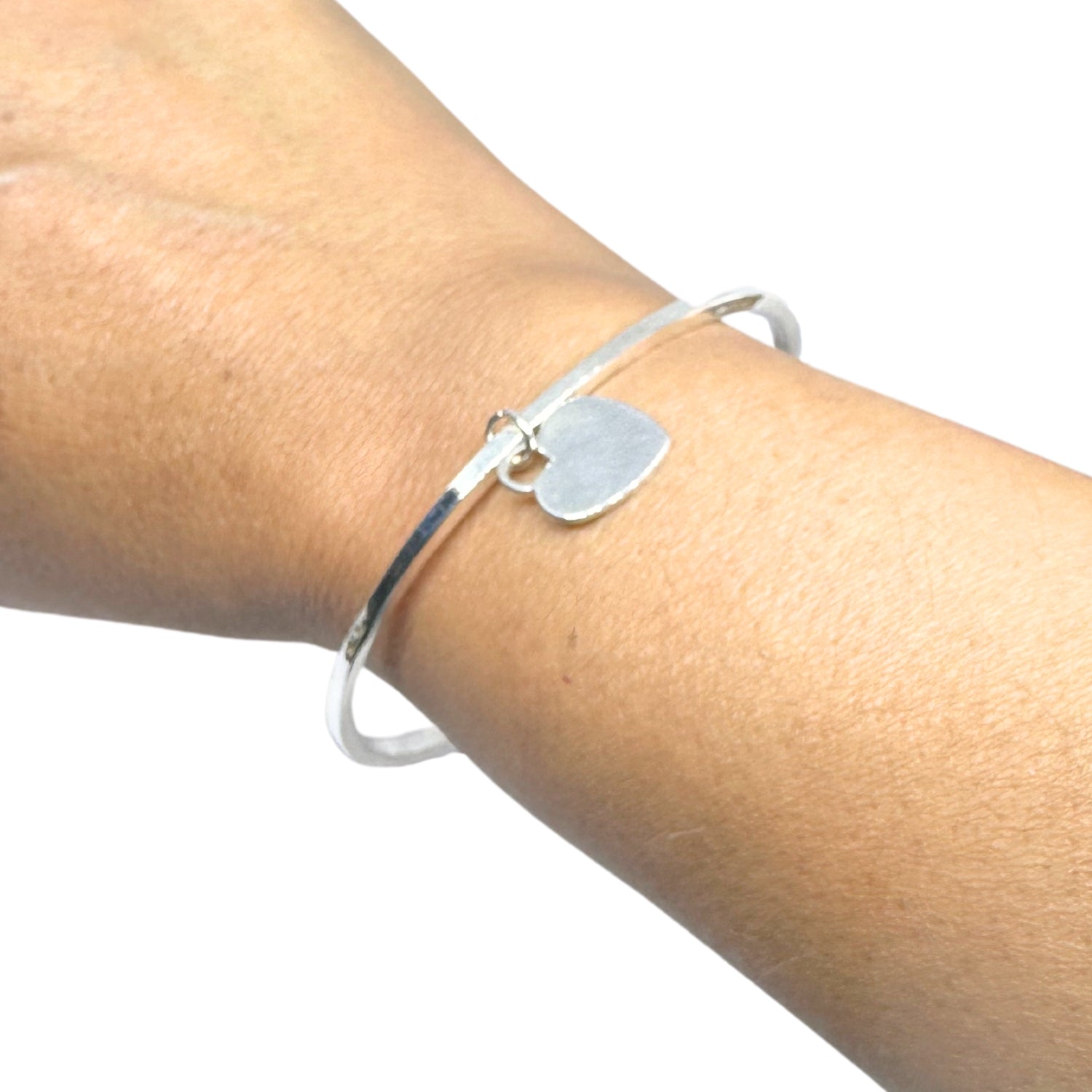 Recycle Sterling Silver Heart Charm Bangle – Handcrafted in Italy - Tg-Jewellery By Tamara Gervasio