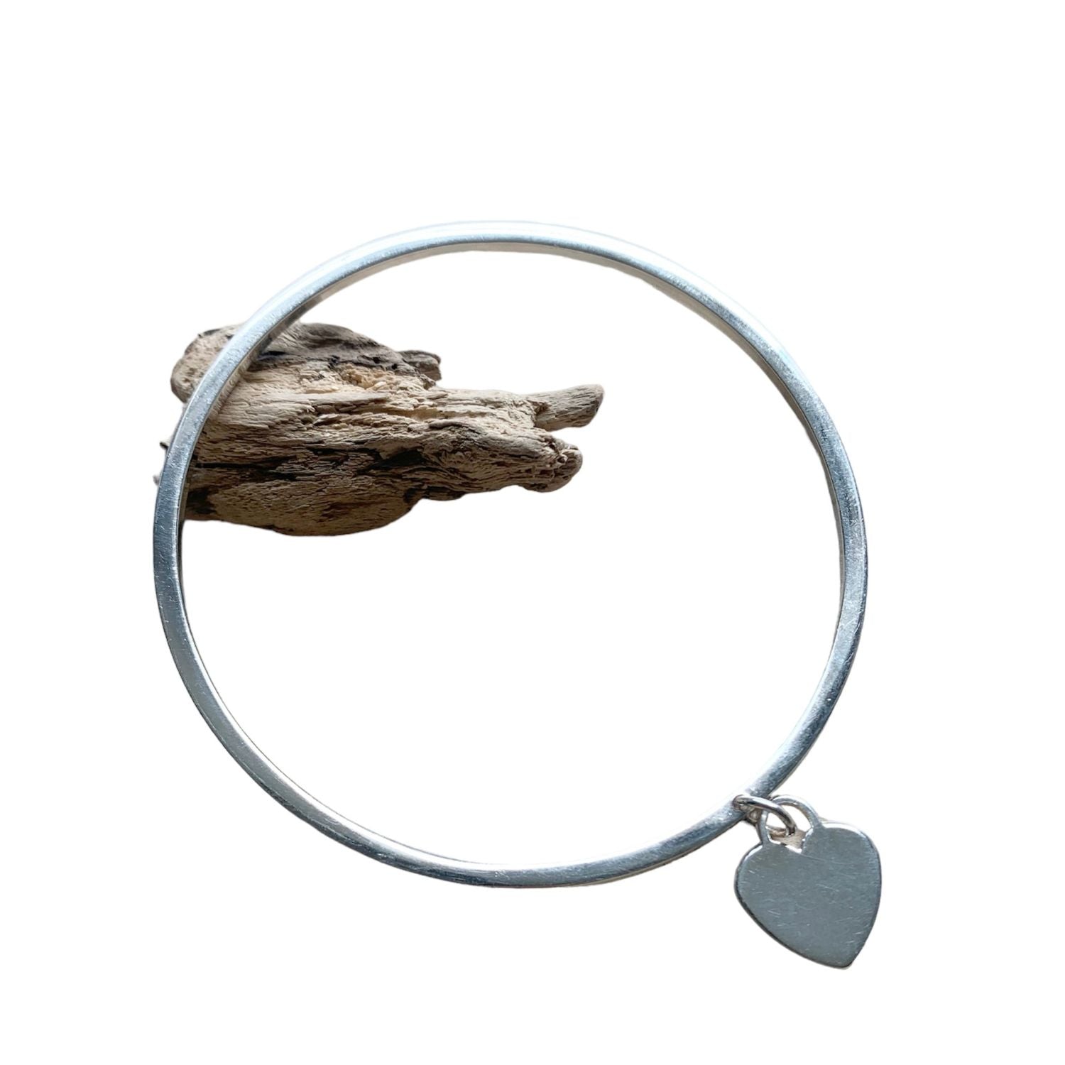 Recycle Sterling Silver Heart Charm Bangle – Handcrafted in Italy - Tg-Jewellery By Tamara Gervasio