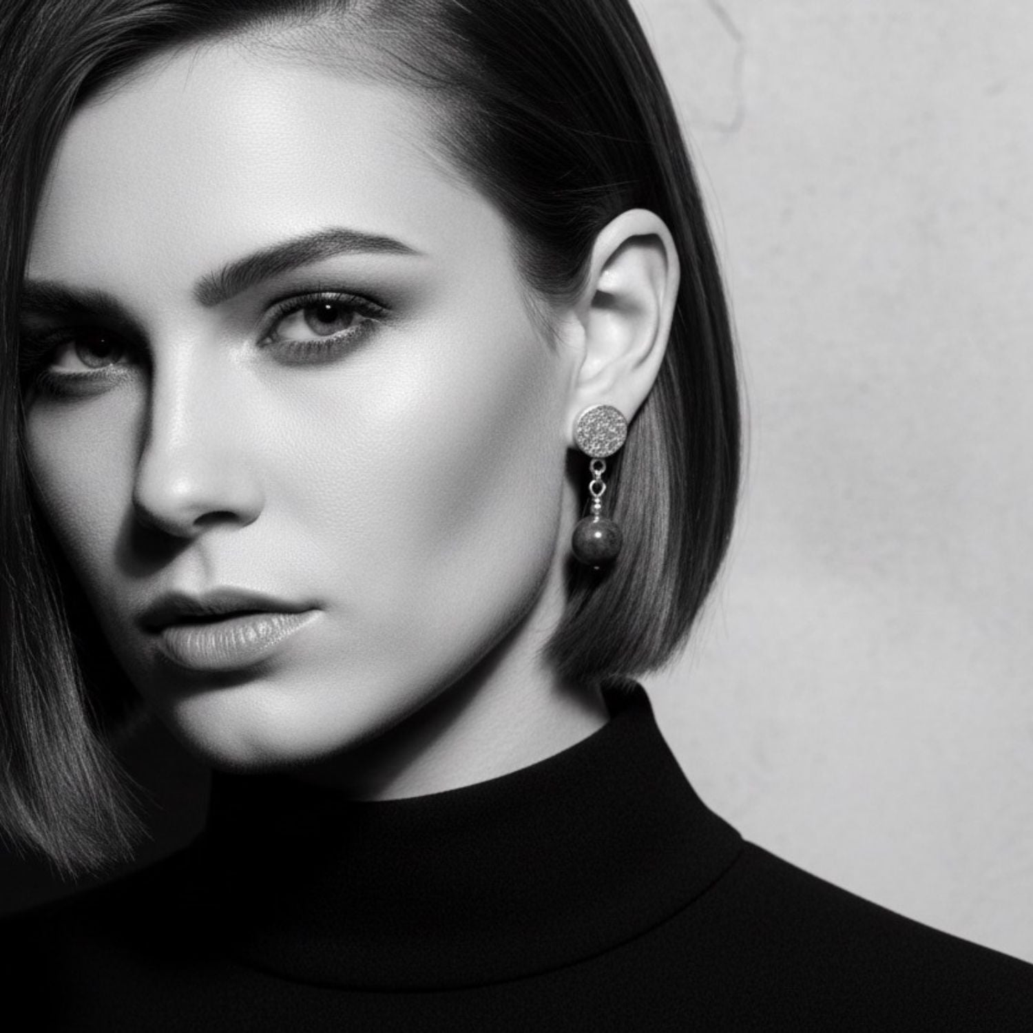 World in Blue Stud Earrings on Model | Lapis Lazuli & Sterling Silver 925 - Tg-Jewellery By Tamara Gervasio
