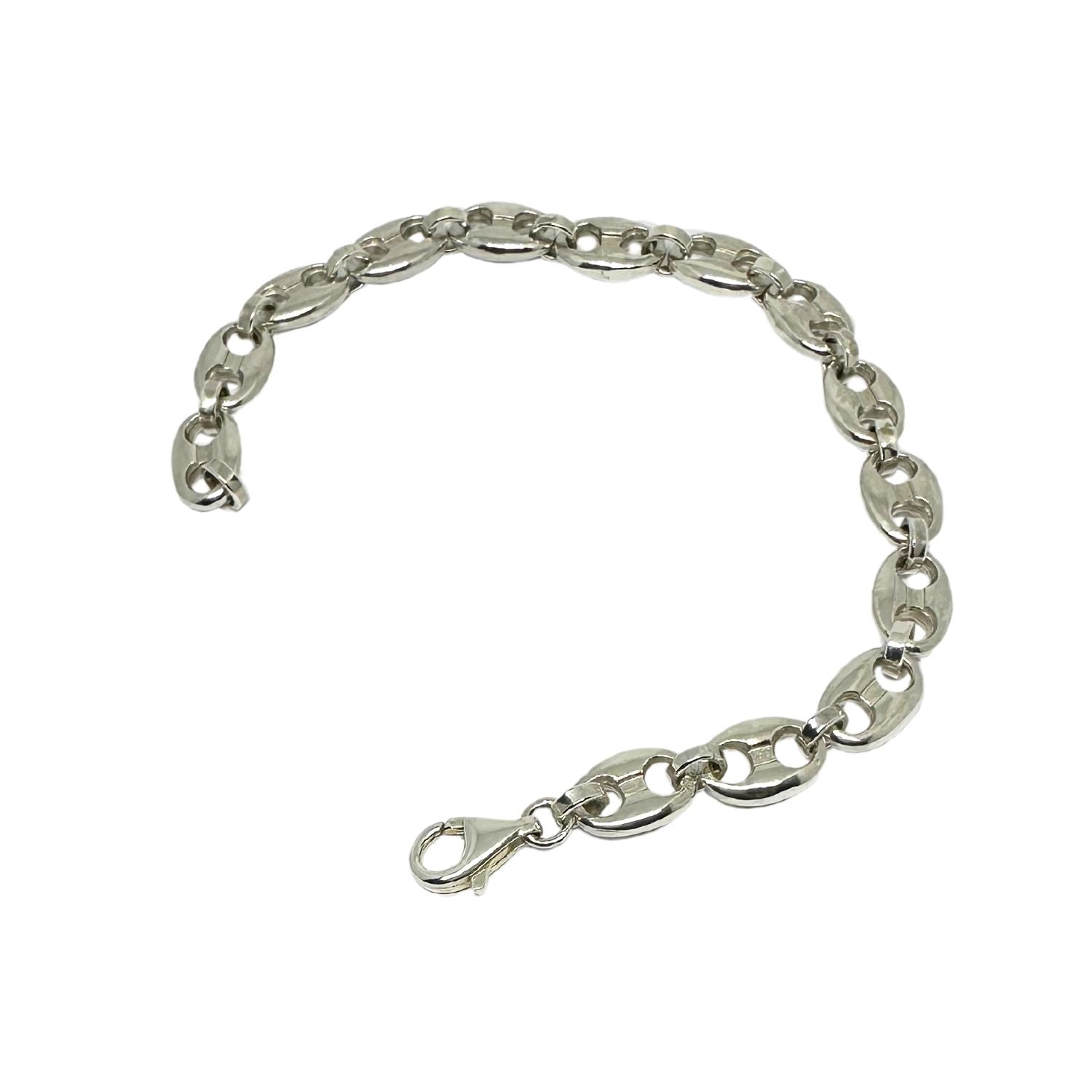 Sterling silver 925 Anchor Link Unisex Bracelet, 8.41mm wide, 20.4cm, high polished finish, handmade in Cornwall - Tg-Jewellery By Tamara Gervasio