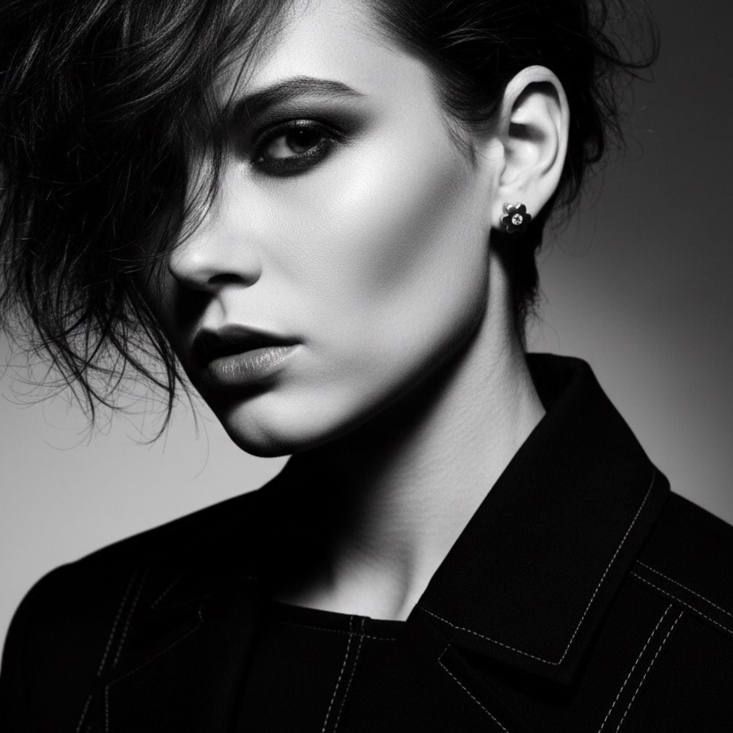 Flower Diamond Stud Earrings in 18K White Gold