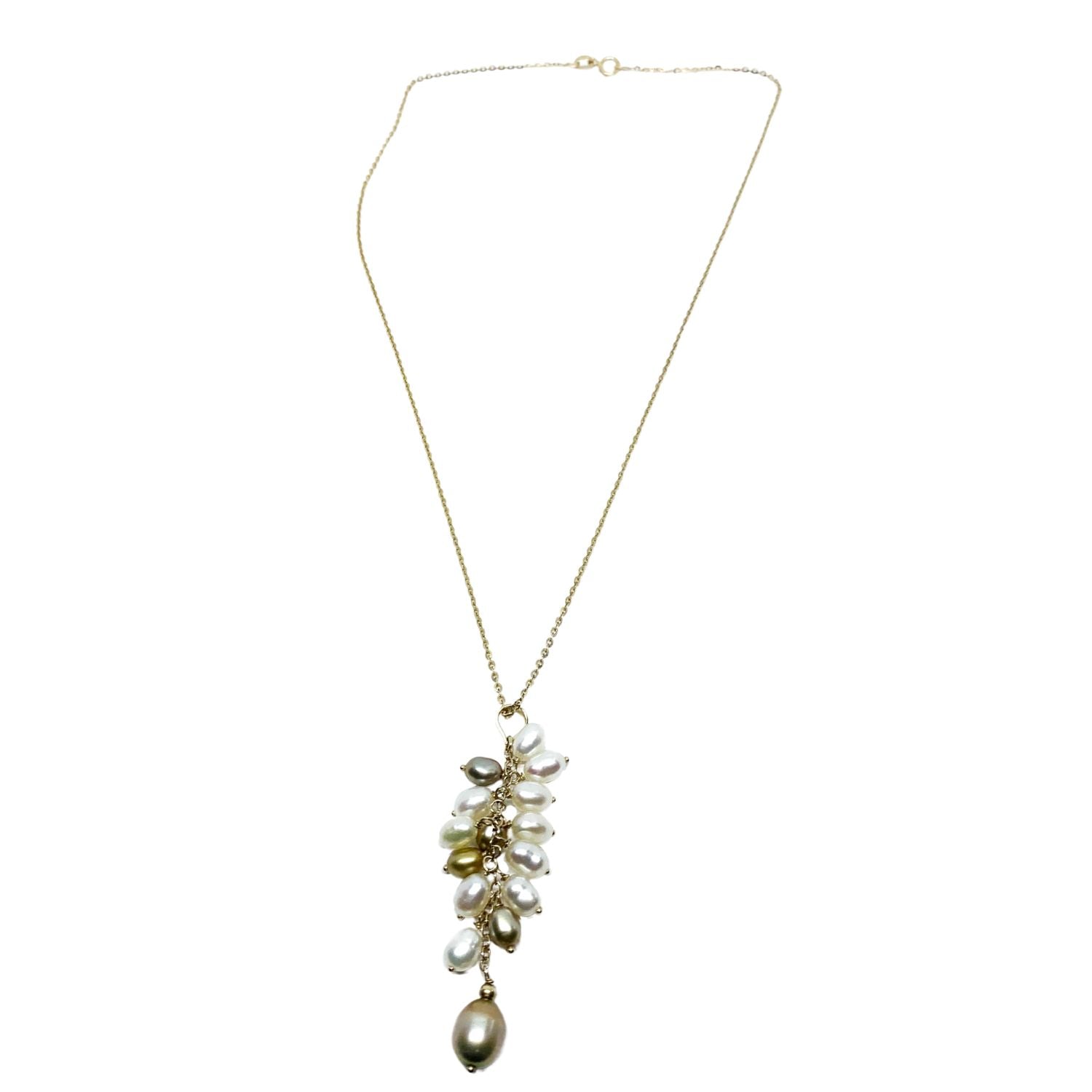 Grappolo Necklace | 14ct Yellow Gold chain with Pendant Pearl Drops - Tg-Jewellery By Tamara Gervasio