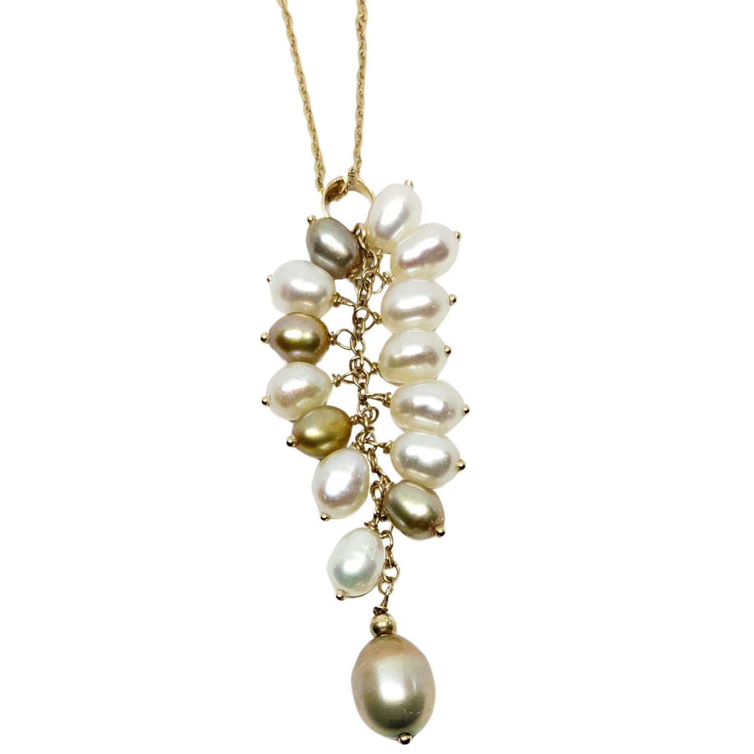 Grappolo Necklace | 14ct Yellow Gold chain with Pendant Pearl Drops - Tg-Jewellery By Tamara Gervasio