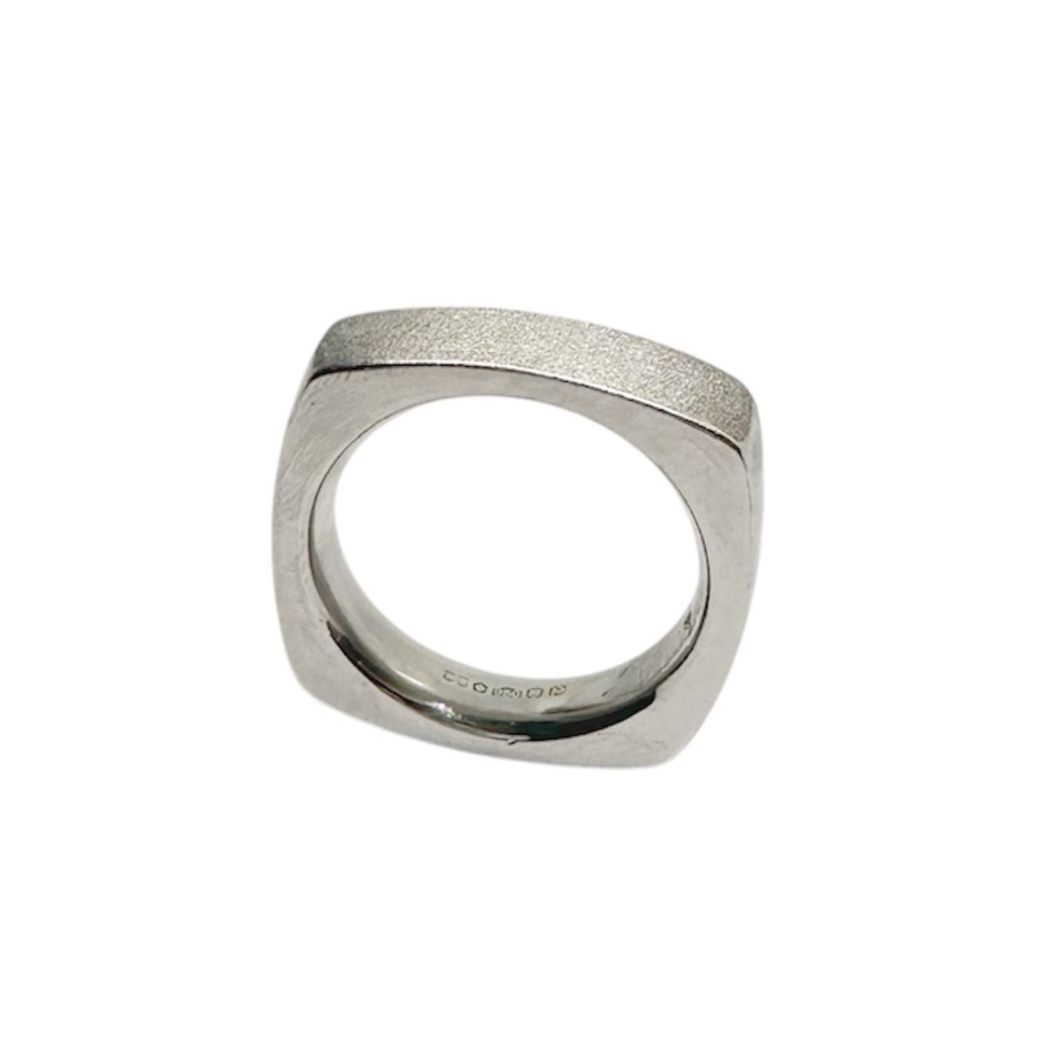 Platinum Band Ring – Satin & Polished Geometric Design - Tg-Jewellery By Tamara Gervasio